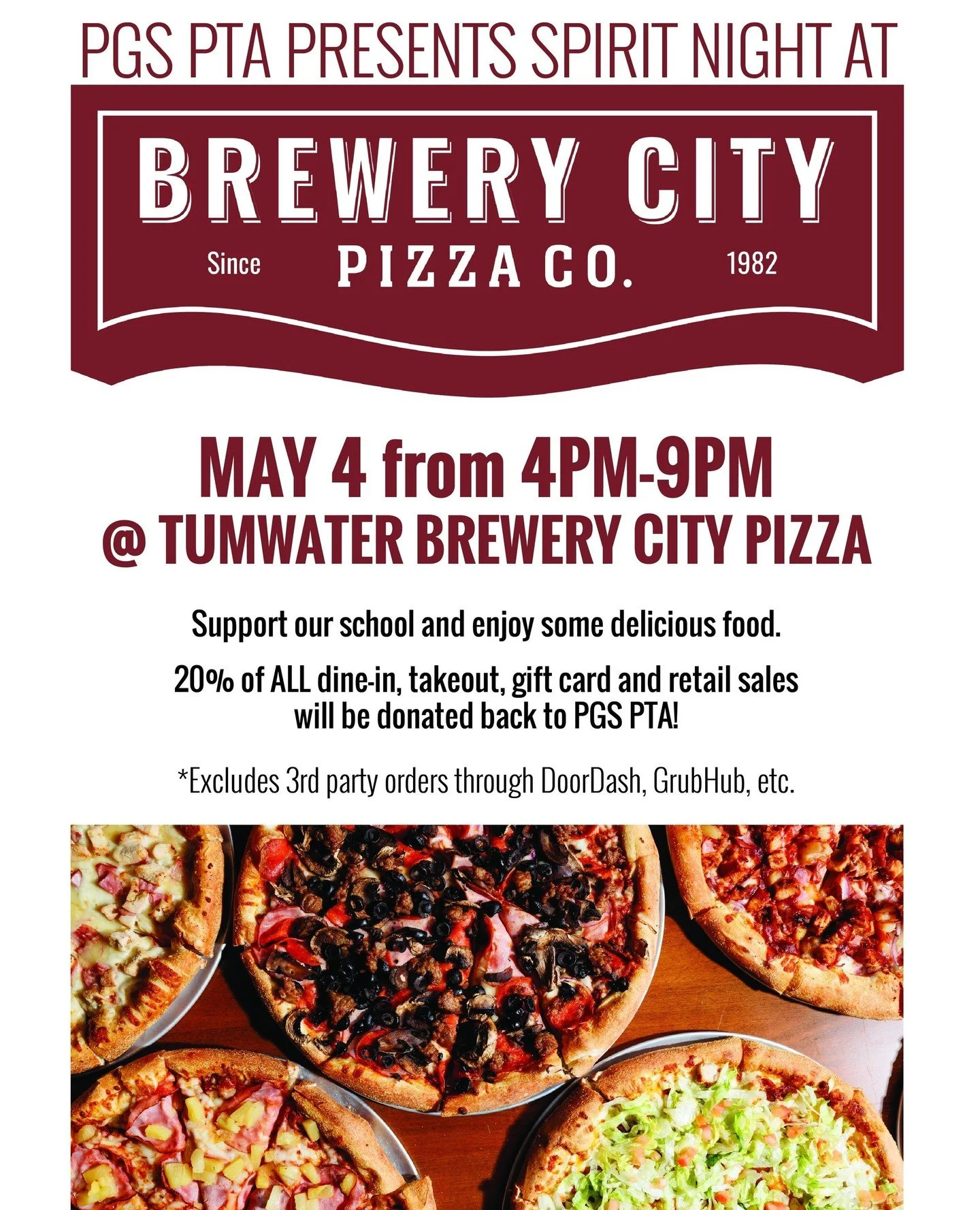 We're looking forward to hosting the Peter G Schmidt PTA for a fundraising night at our Tumwater location! ⁠
⁠
Join us for dinner Monday, May 4th from 4pm-9pm and take joy in knowing that 20% of your meal will support this awesome school right down t