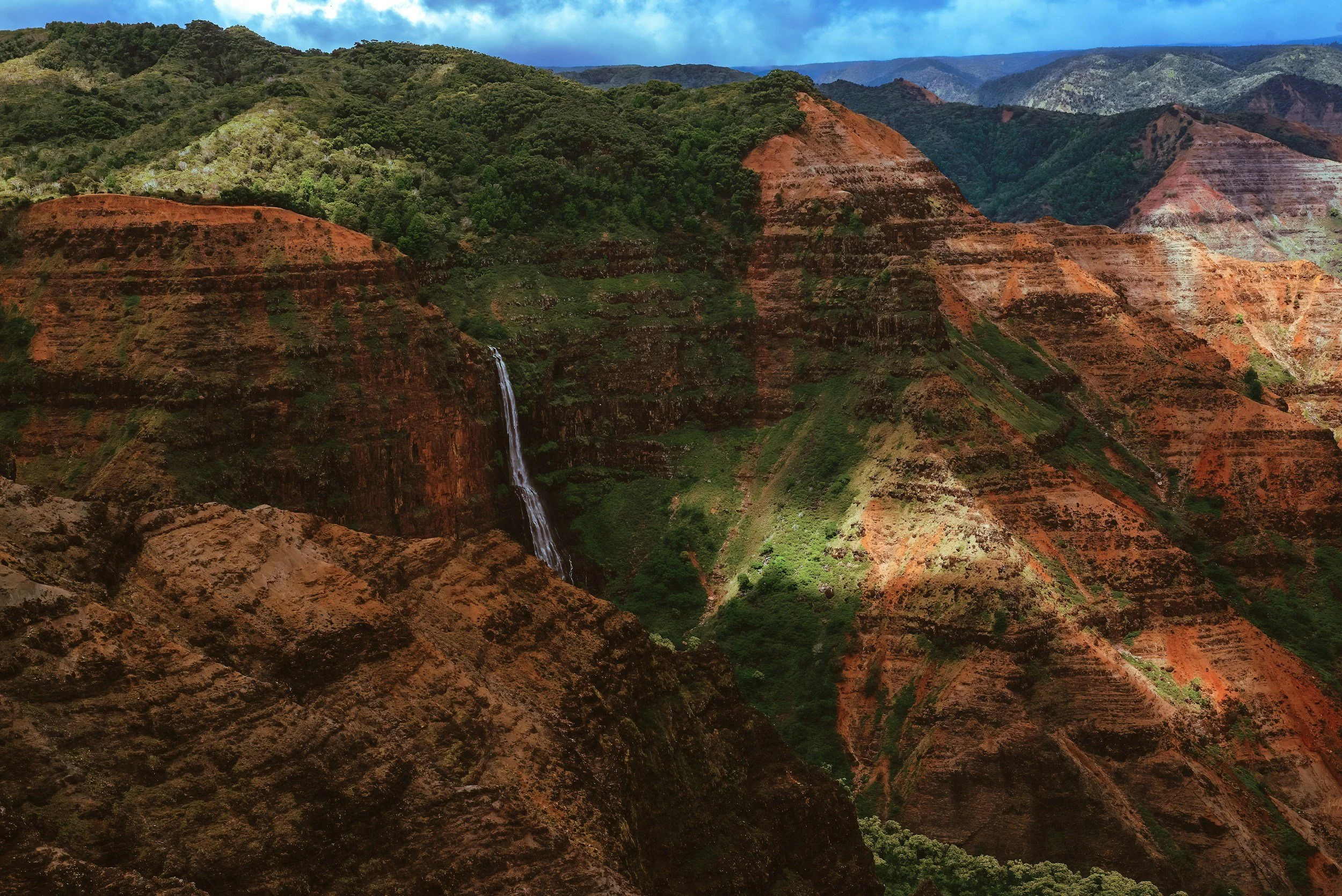 Waimea Canyon waterfall on Kauai