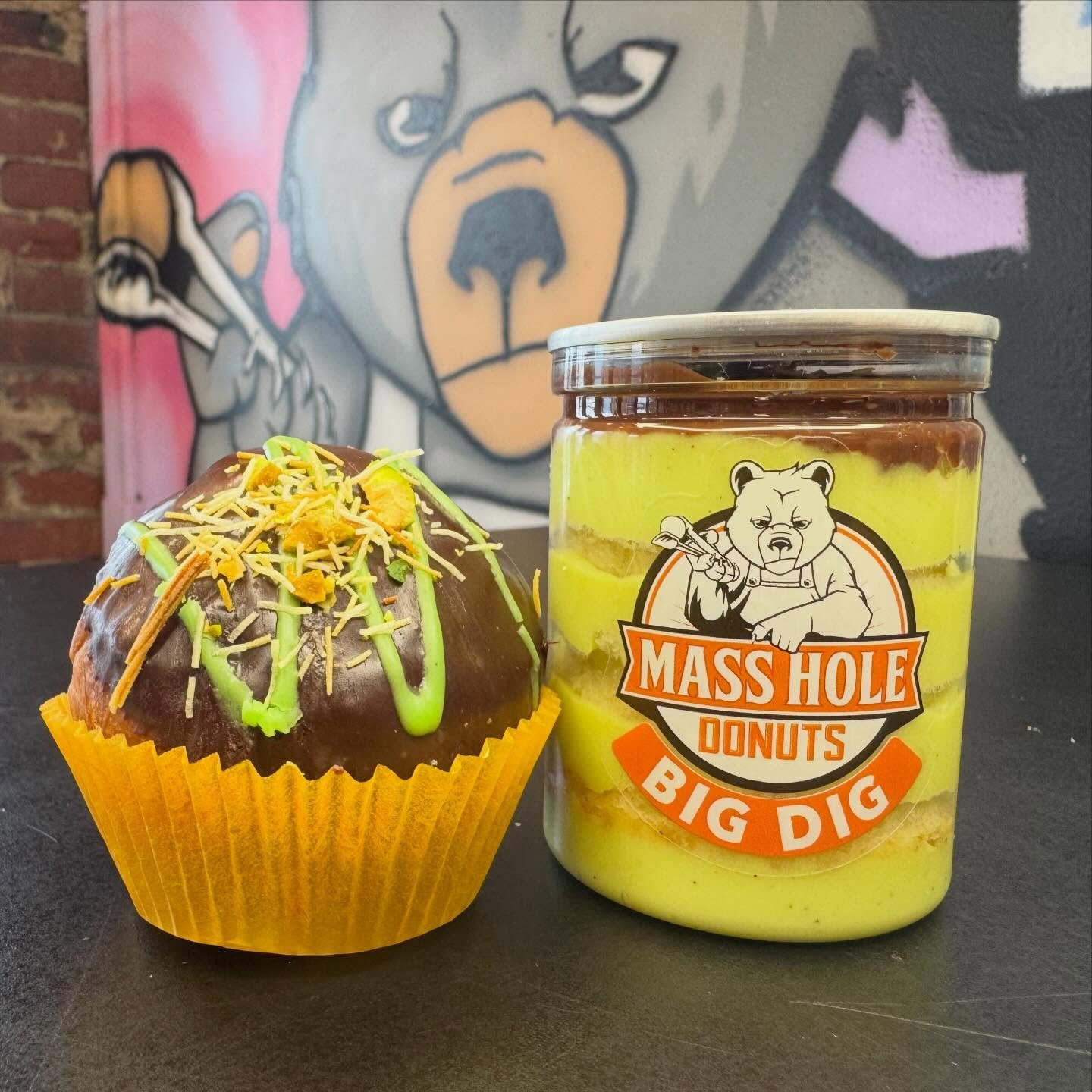 Introducing Dude, Bye- Big Dig style

layers of donut cake and ridiculous amounts of pistachio cream.

Here&rsquo;s the play:

Eat the donut today. Brioche waits for no one.

The Big Dig Jar? That thing will hold in the fridge for days, ready wheneve