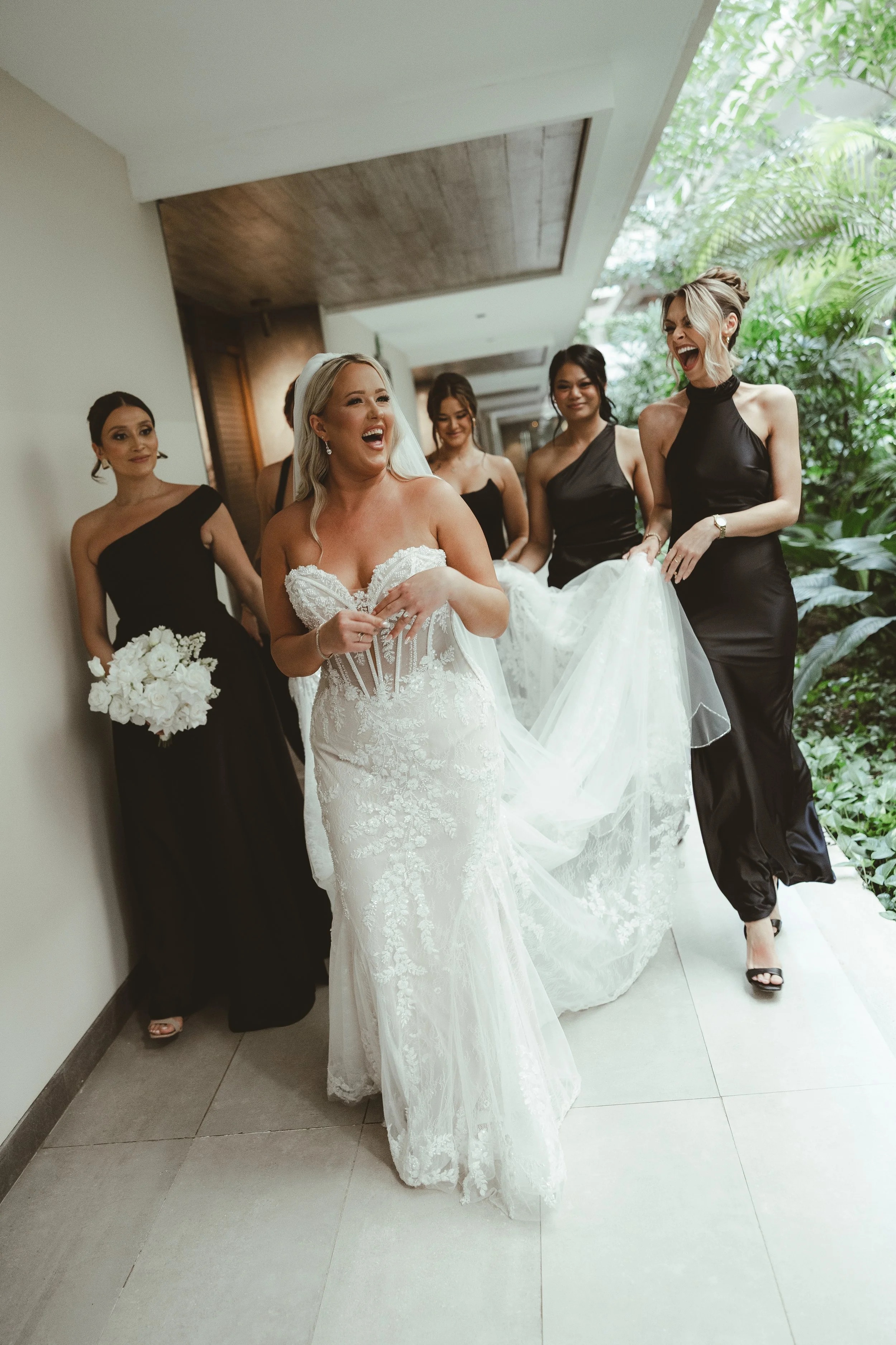 Bridesmaid in black dress