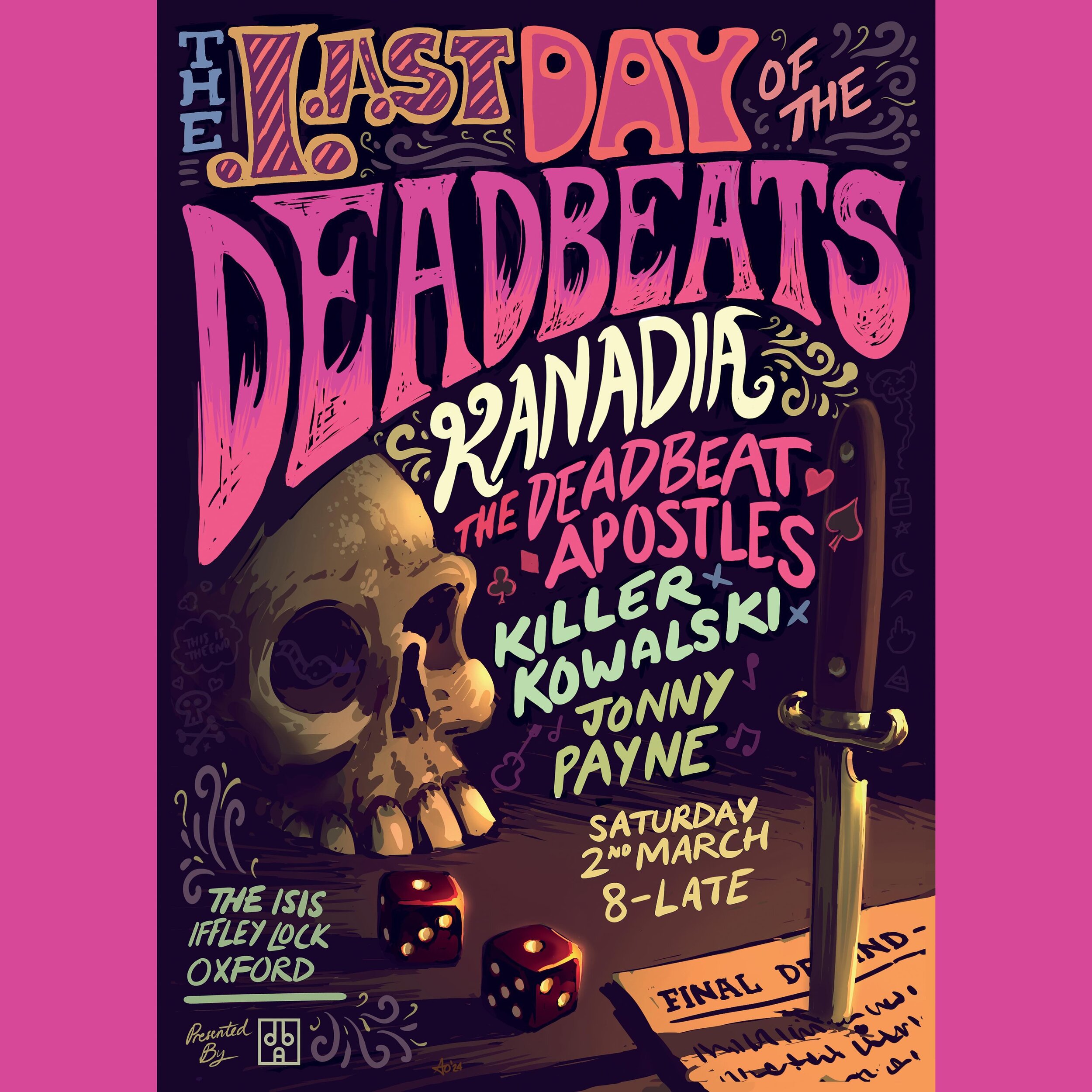 Tomorrow night! The last Day Of The Deadbeats! 💀
Just look at that poster as well. 
@thedeadbeatapostles 
@kanadiaband 
@killer_kowalski__