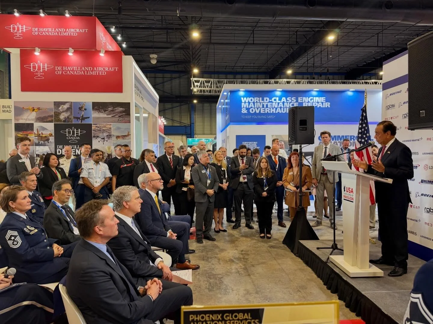 First row seats for the USA Partnership Pavilion Opening Ceremony! Great opening ceremony and honored to be here with such a great group of people and companies! #singaporeairshow2026