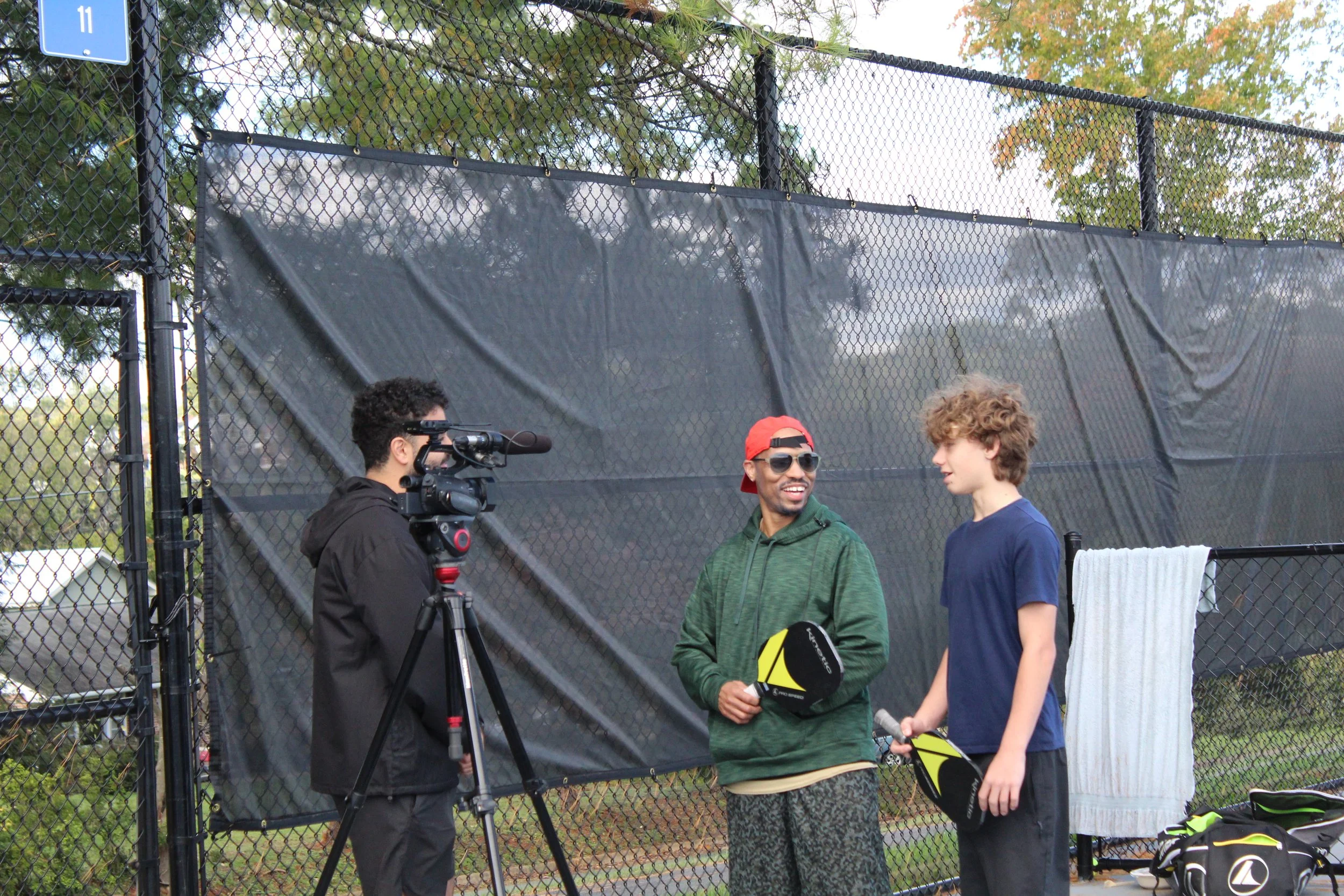 Mark Gad of CBS19 interviewing Big Brother Jamel Craig & Little Brother Zach Wilder-Dimicco.JPG