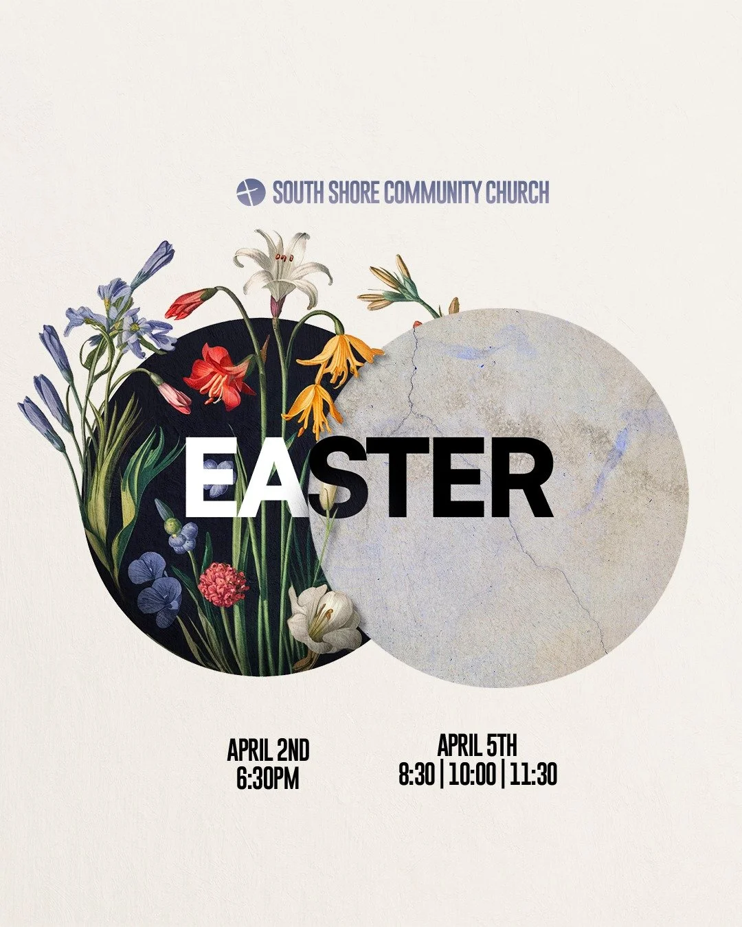 Come join us at South Shore Community Church for one of our favorite weekends of the year! We invite you to come and celebrate the resurrection of Jesus and the hope He brings. It's a special time to come together, reflect, and rejoice in the victory