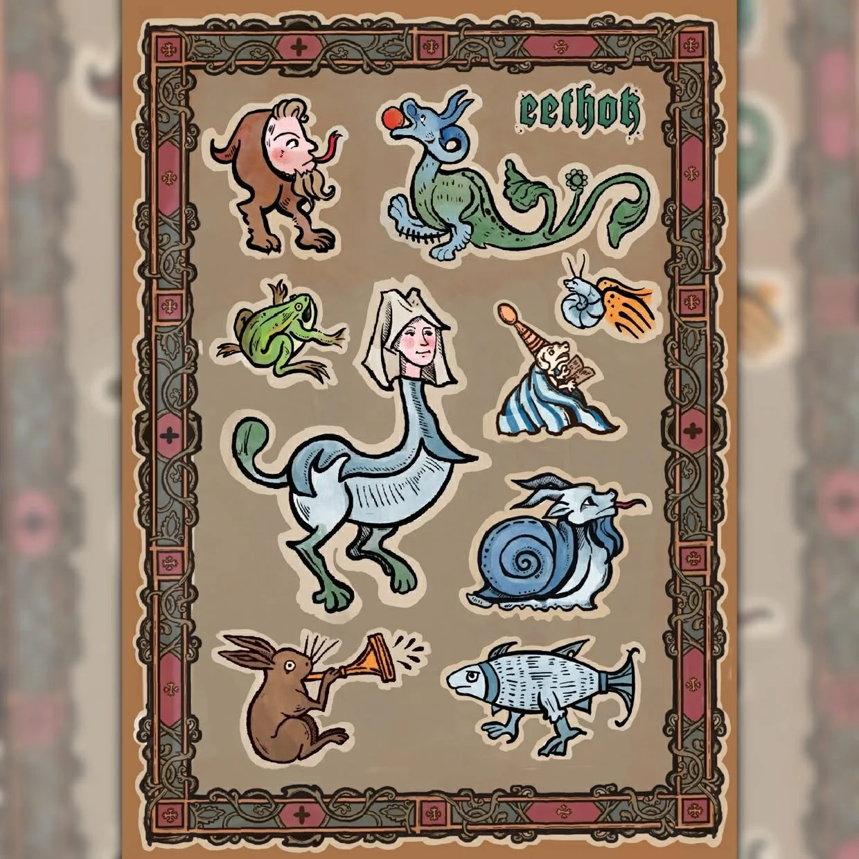 Medieval Bestiary Sticker Sheet