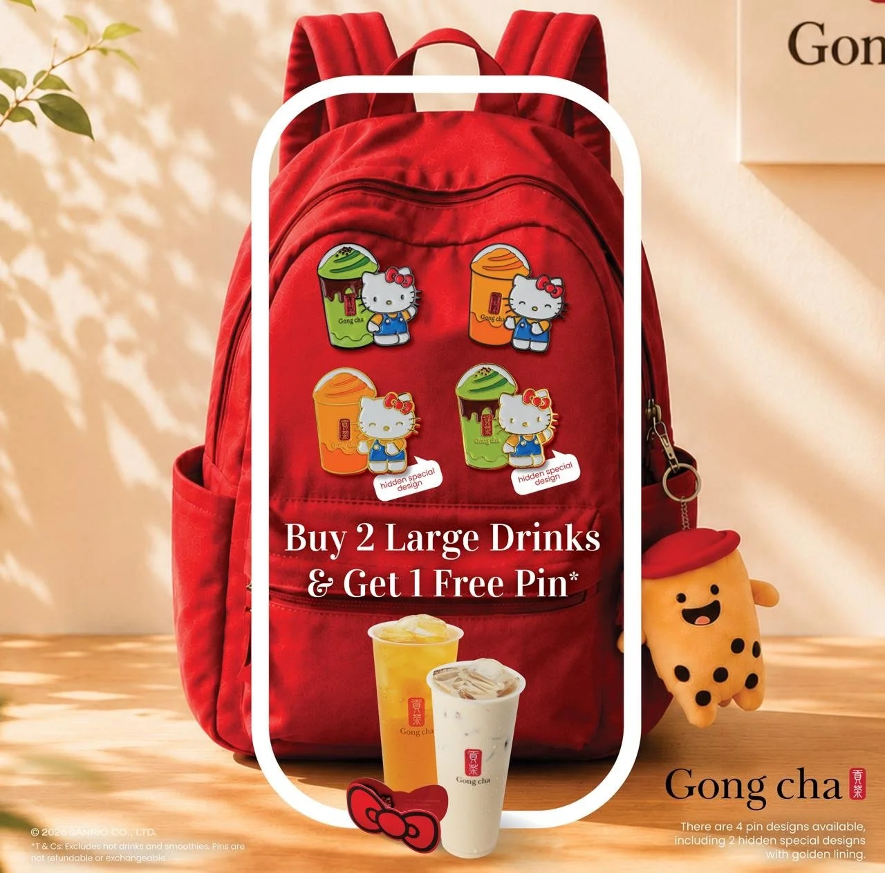 Hello Kitty X Gong cha Collectable Pins!