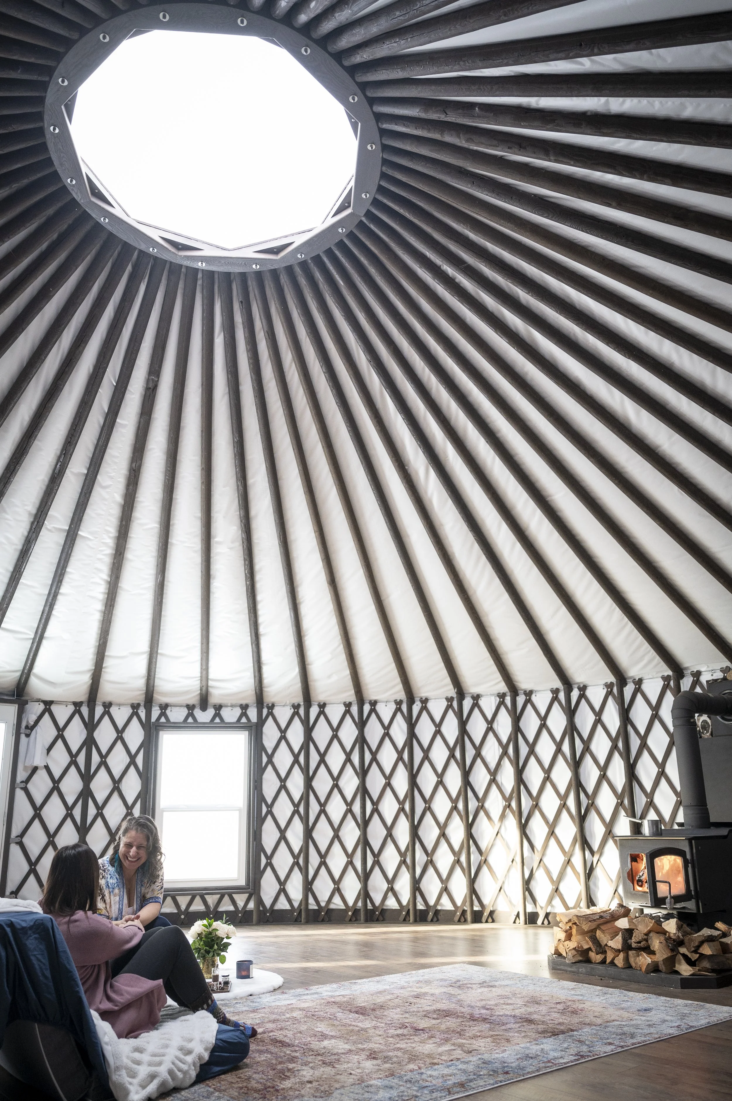 Inside a prepared yurt, a private and safe space for psychedelic support