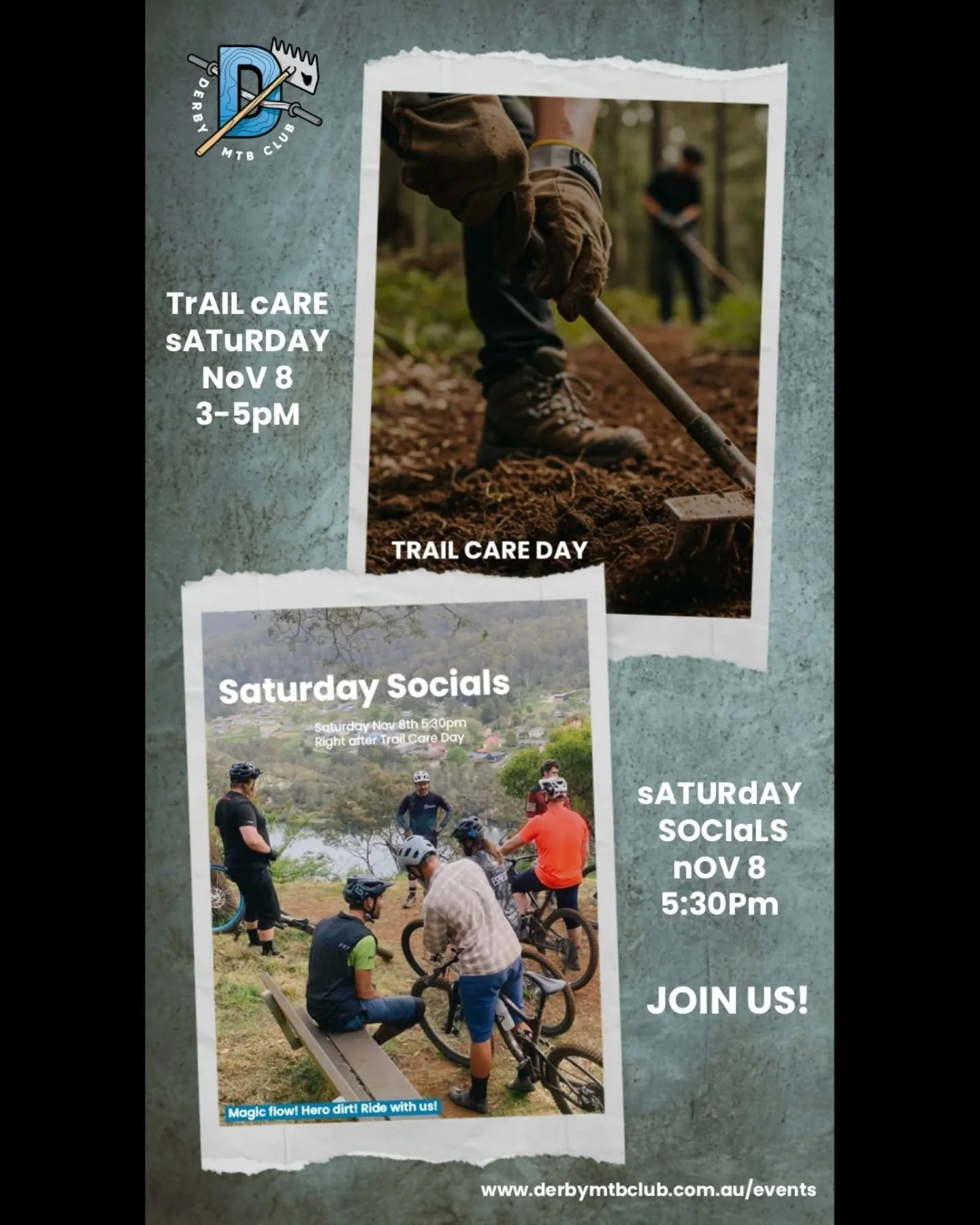 Reminder that our Trail Care day starts at 3pm tomorrow. Hopefully the weather plays nice 🤞 We'll be working on Rattler, and depending on how we progress, maybe into Howler and Sawtooth.

Following on from that our Saturday Socials ride leave the Bl