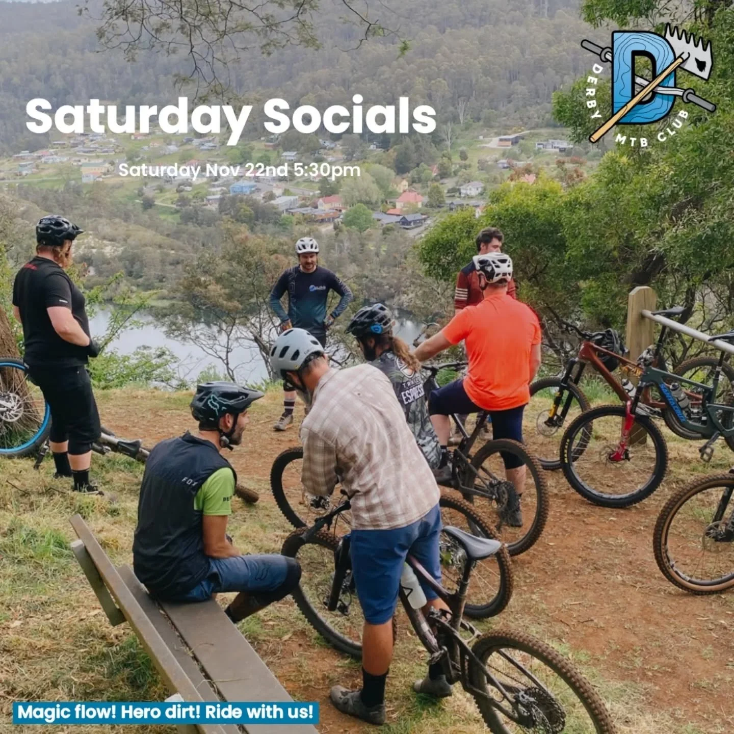 Saturday Socials ride is on this Saturday Nov 22nd 5:30pm. 🙂 Meet at the Blue Derby trail head.

🫵 Join us for a chill ride. Everyone welcome, no matter ability or fitness level. This is a casual social ride with plenty of time for a chat with your