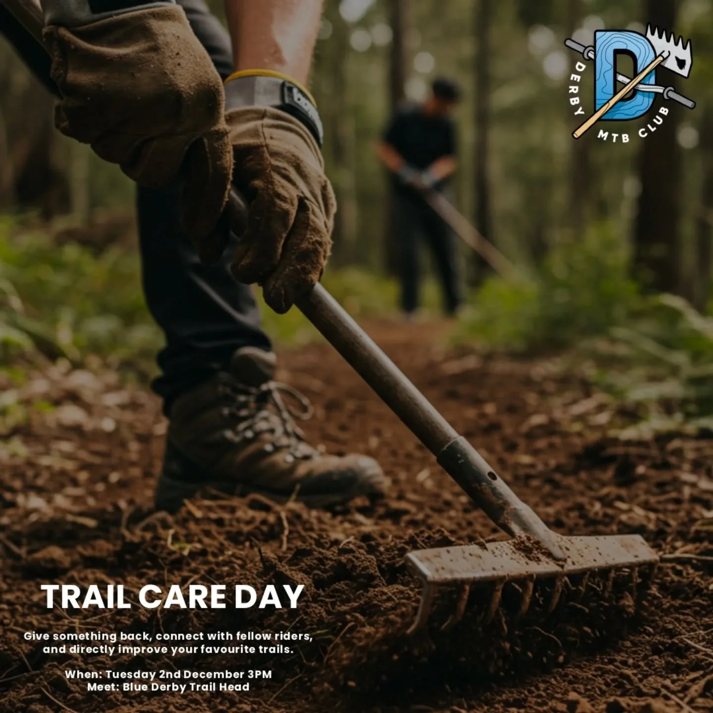 Love riding the Blue Derby trails? Want to give something back, and be a part of your mountain bike community? Join us for another monthly Trail Care day on Tuesday 2nd Dec from 3-5pm. Tools supplied.&nbsp;

Guaranteed, you will have an enjoyable tim