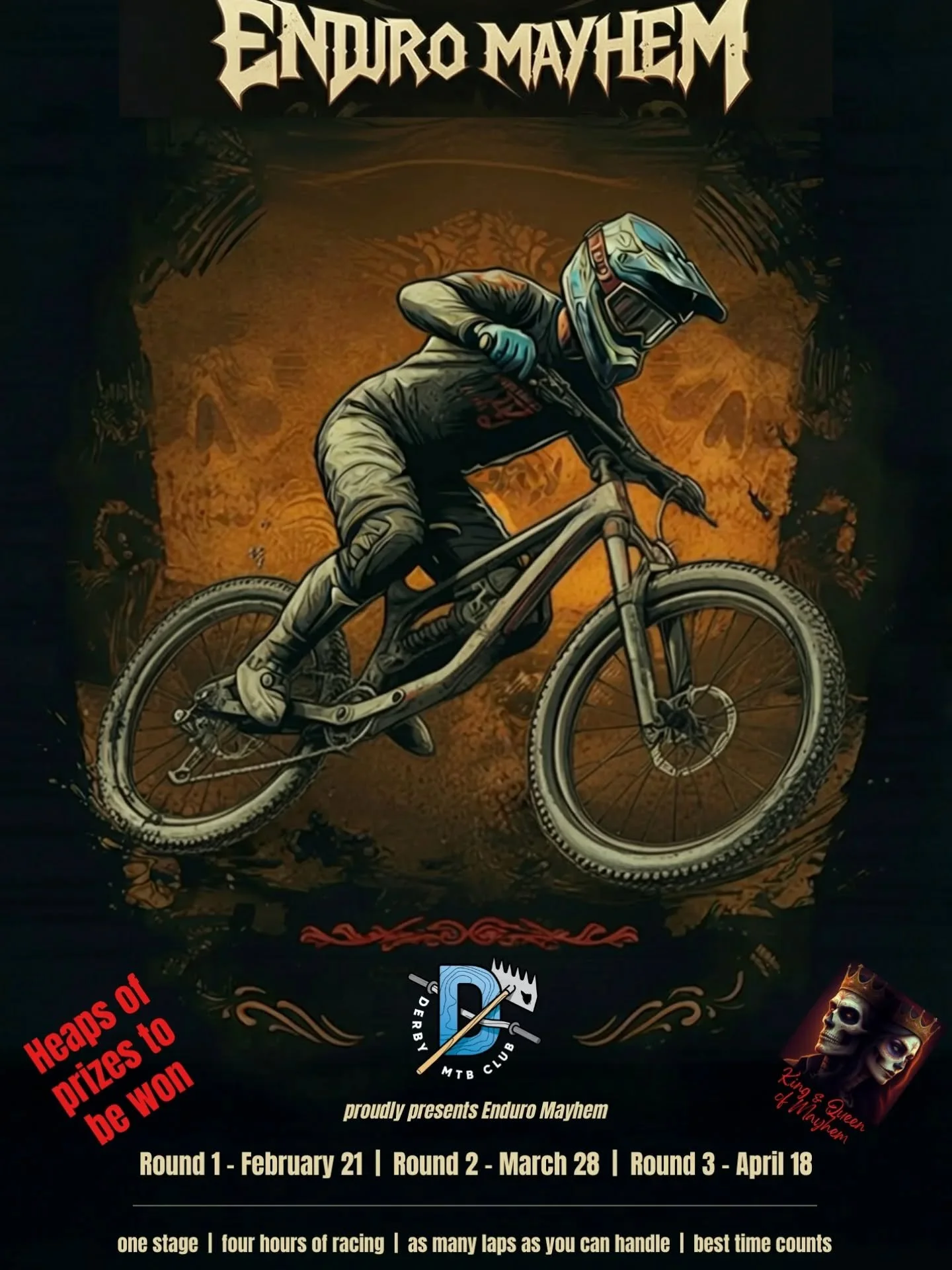 It's that time of the year again folks! With all the festivities and school holidays wrapped up, we're getting ready to kick off our Enduro Mayhem series!

Three rounds on our home @bluederby soil.  Each round offering 4 hours of racing, with your be