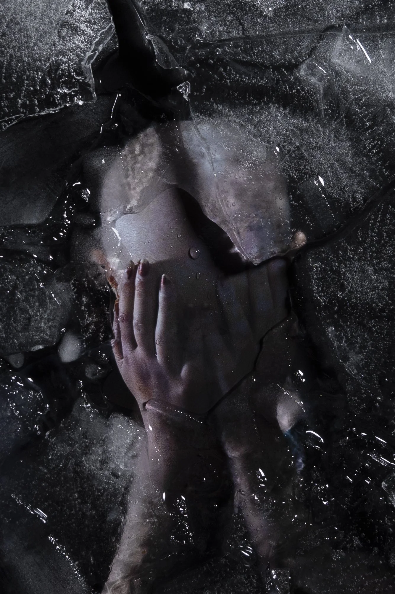 7. Submerge
Fatigue is another part of her life that she deals with daily. Again water in different states, frozen and liquid to represent the changing levels and impacts of fatigue.
