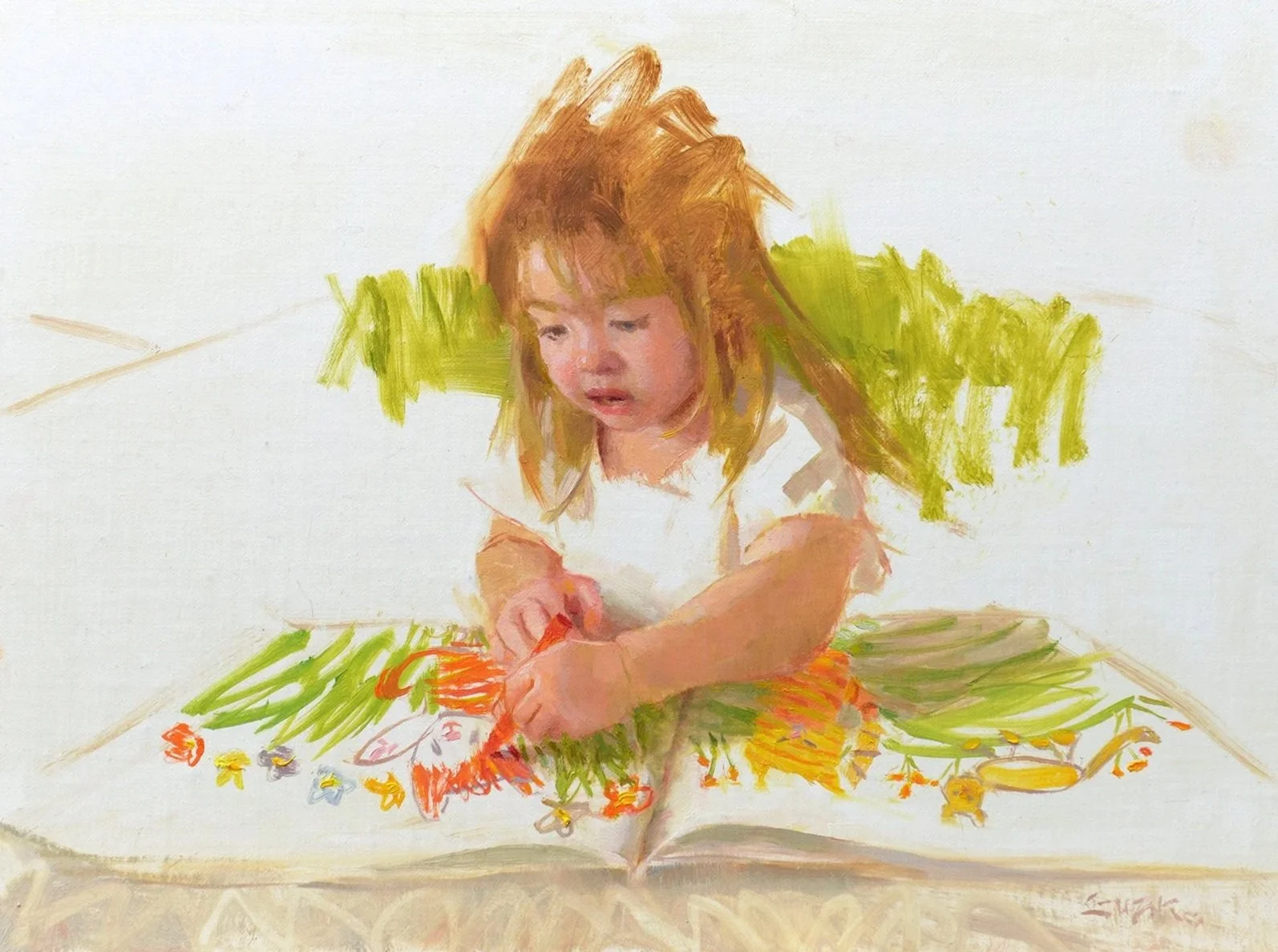 Nancy Guzik, STUDY FOR ISLA’S WORLD, oil, 9x12, 2026, $2,800 