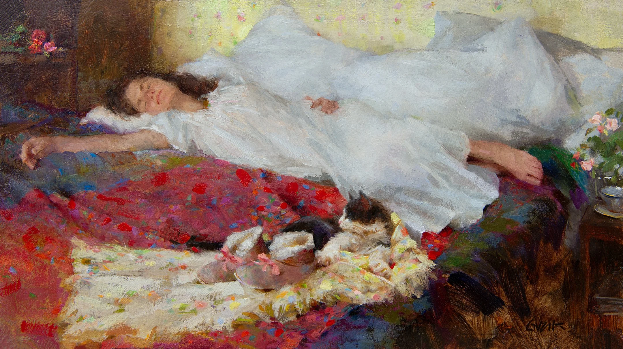 Nancy Guzik, SLUMBER, oil, 10x18, finished 2026, $4,800
