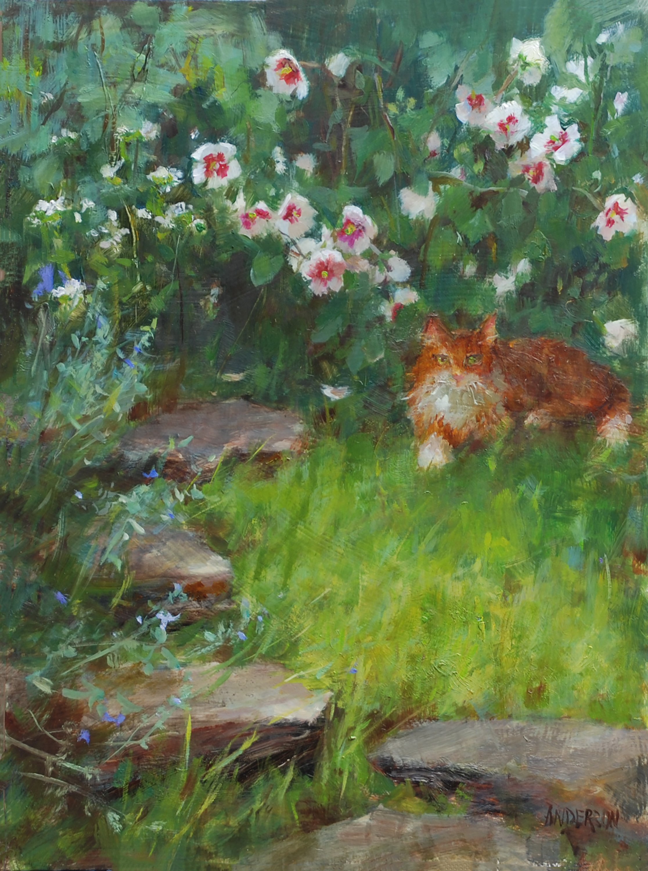 Kathy Anderson, Mr. Higgins and the Rose of Sharon, 12X9, $1,600