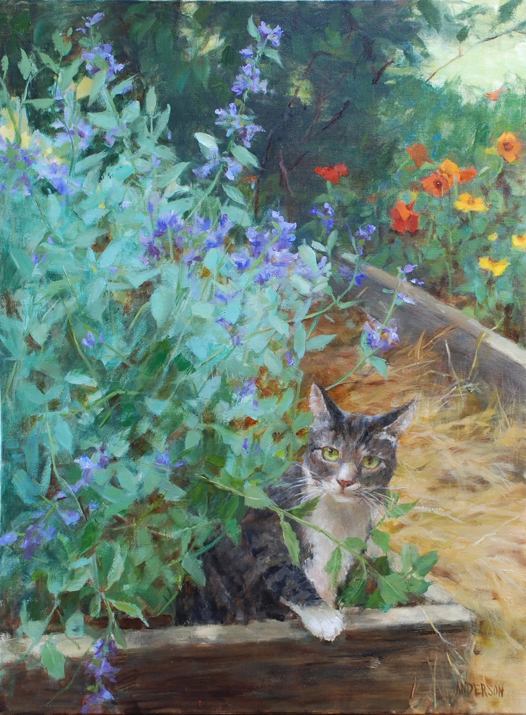Kathy Anderson, Paco Owning His Catnip, 24X18 inches