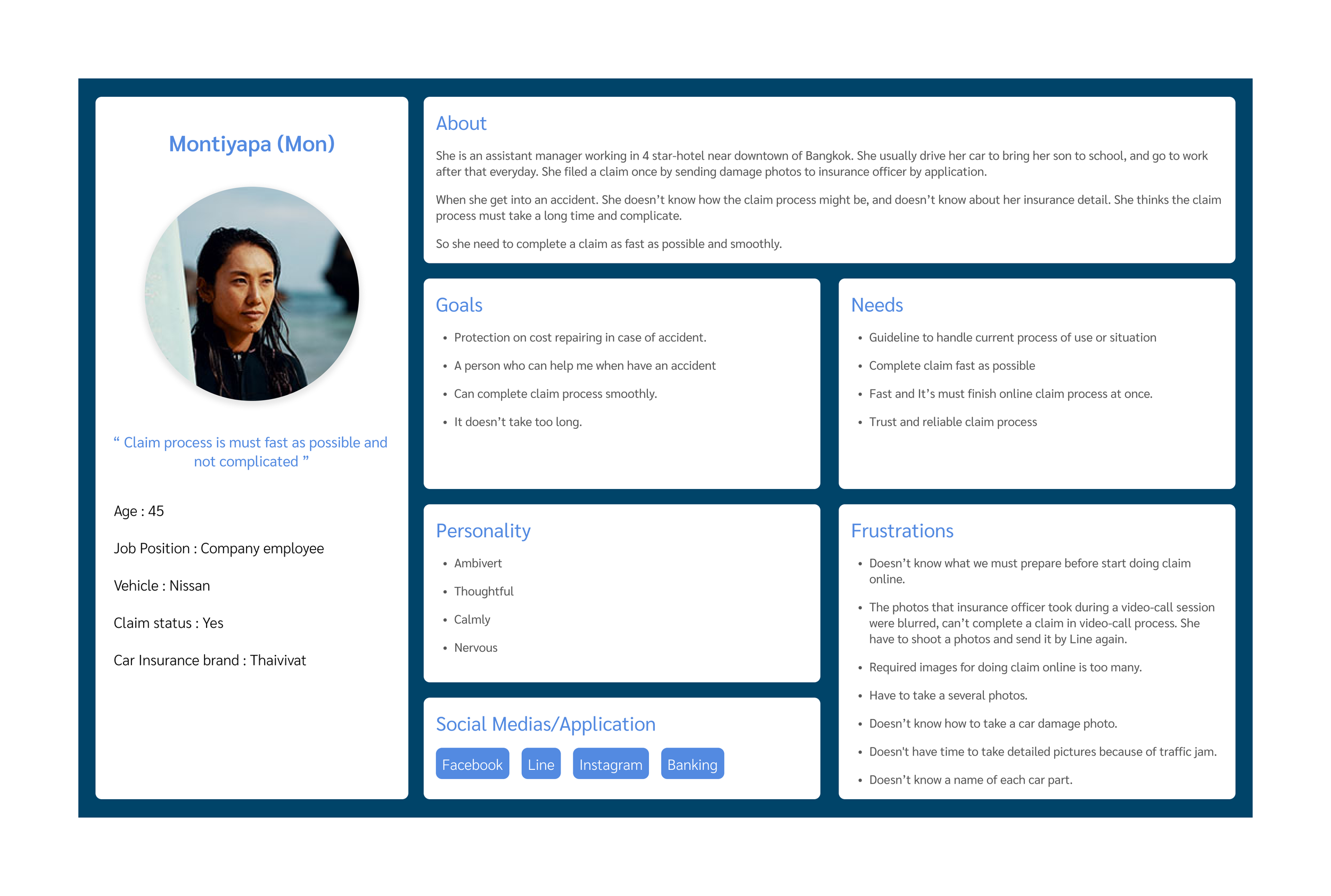 Montiyapa is a working woman who has active lifestyle. 