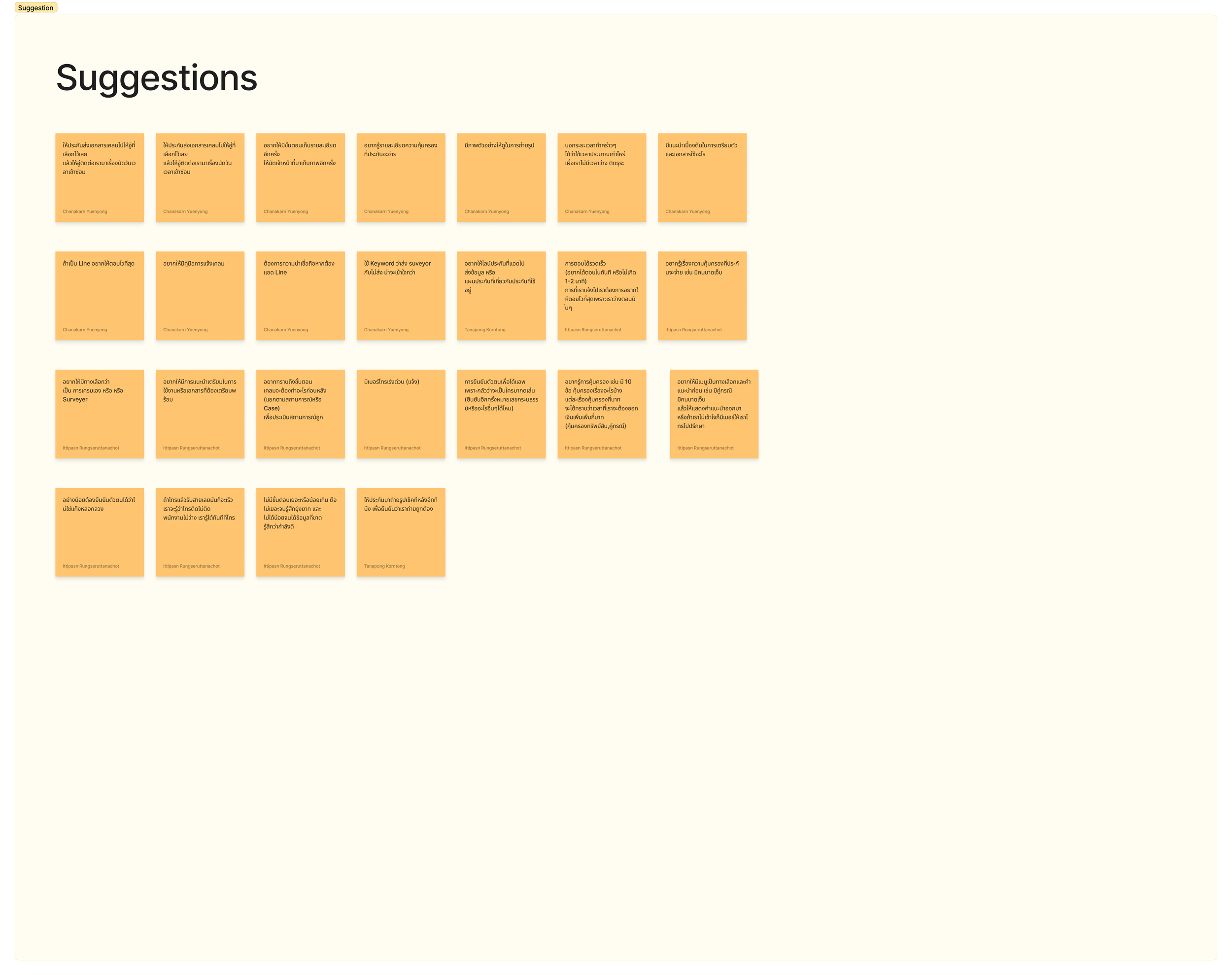 Suggestions form our interviewees.