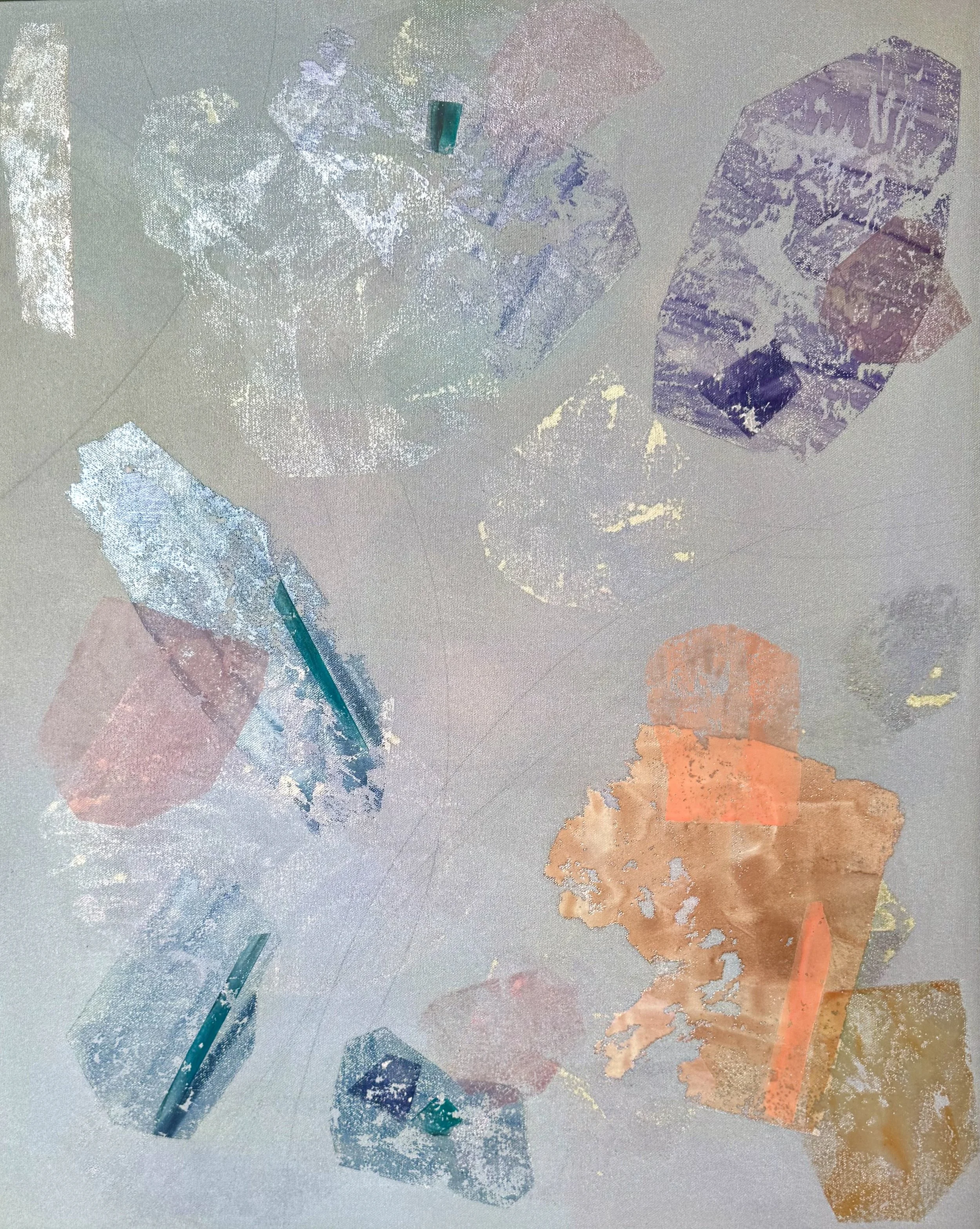 THIS SHALL PASS, 2025, combined media on canvas, 25×20 inches.