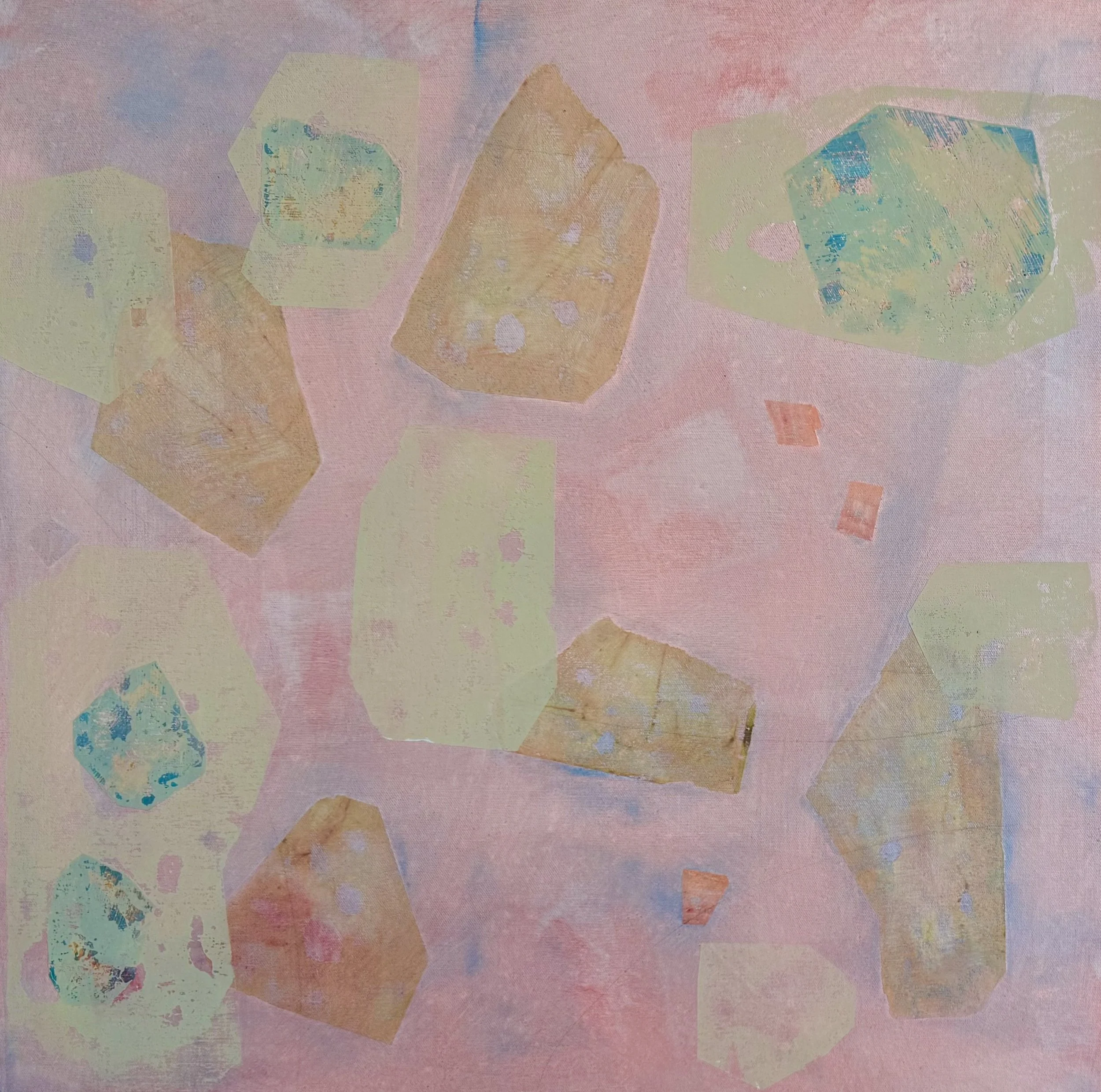 NOVEMBER, 2023, combined media on canvas over wood panel, 24x24 inches.