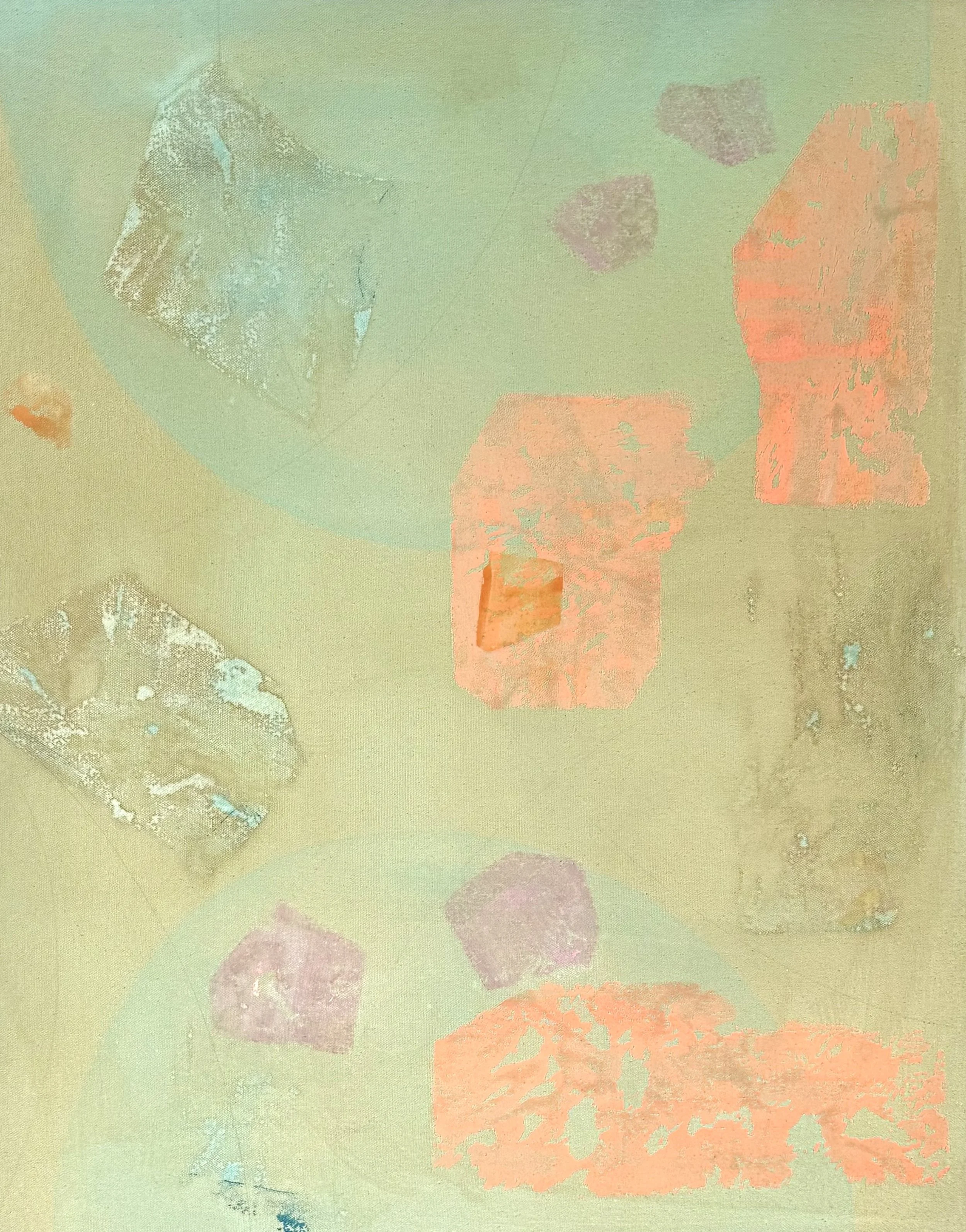 FOGGY PEA, 2025, combined media on canvas, 25×20inches.