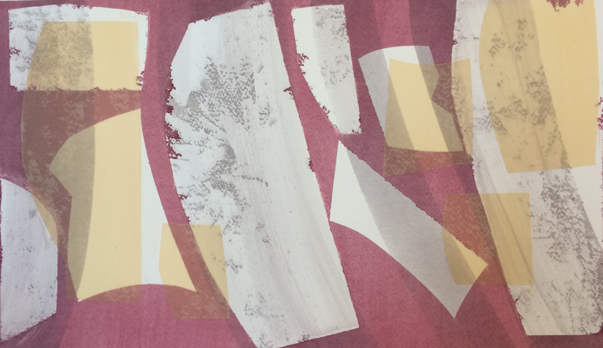  SHIFT, 2017, combined media on paper framed, 16 x 22 inches. 