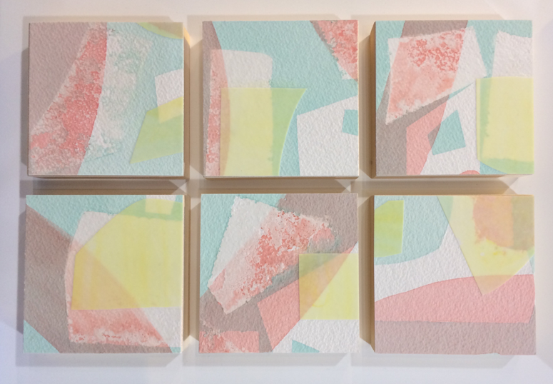  SIX SQUARES, 2018, combined media on wood, 12 x 16 inches. 