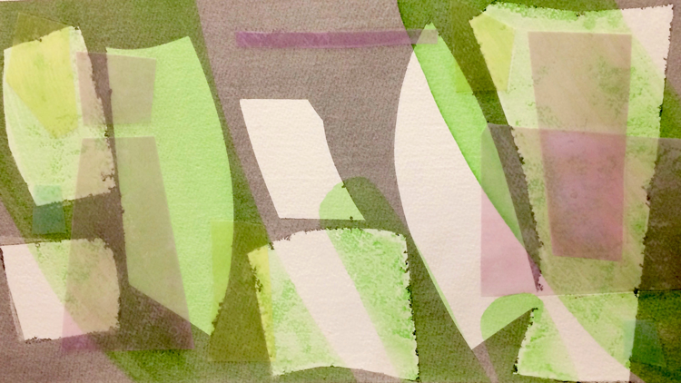  THE ALLEYWAY, 2017, combined media on paper framed, 16 x 22 inches. 