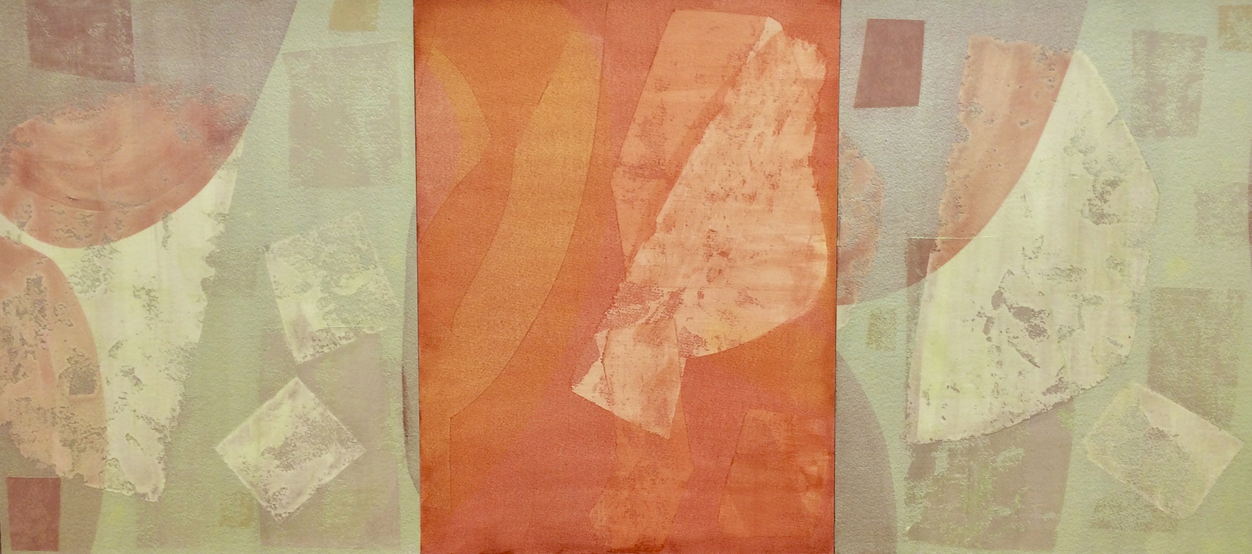  OLIVE RED, 2019, combined media on wood, 10 × 10 inches. Private collection. 