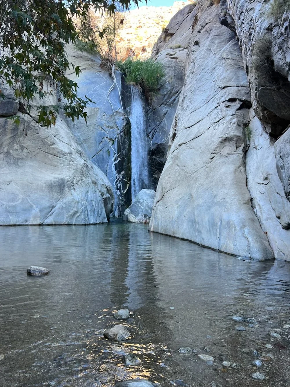 desert waterfalls and rock art at Tahquitz Canyon Trail near Palm Springs