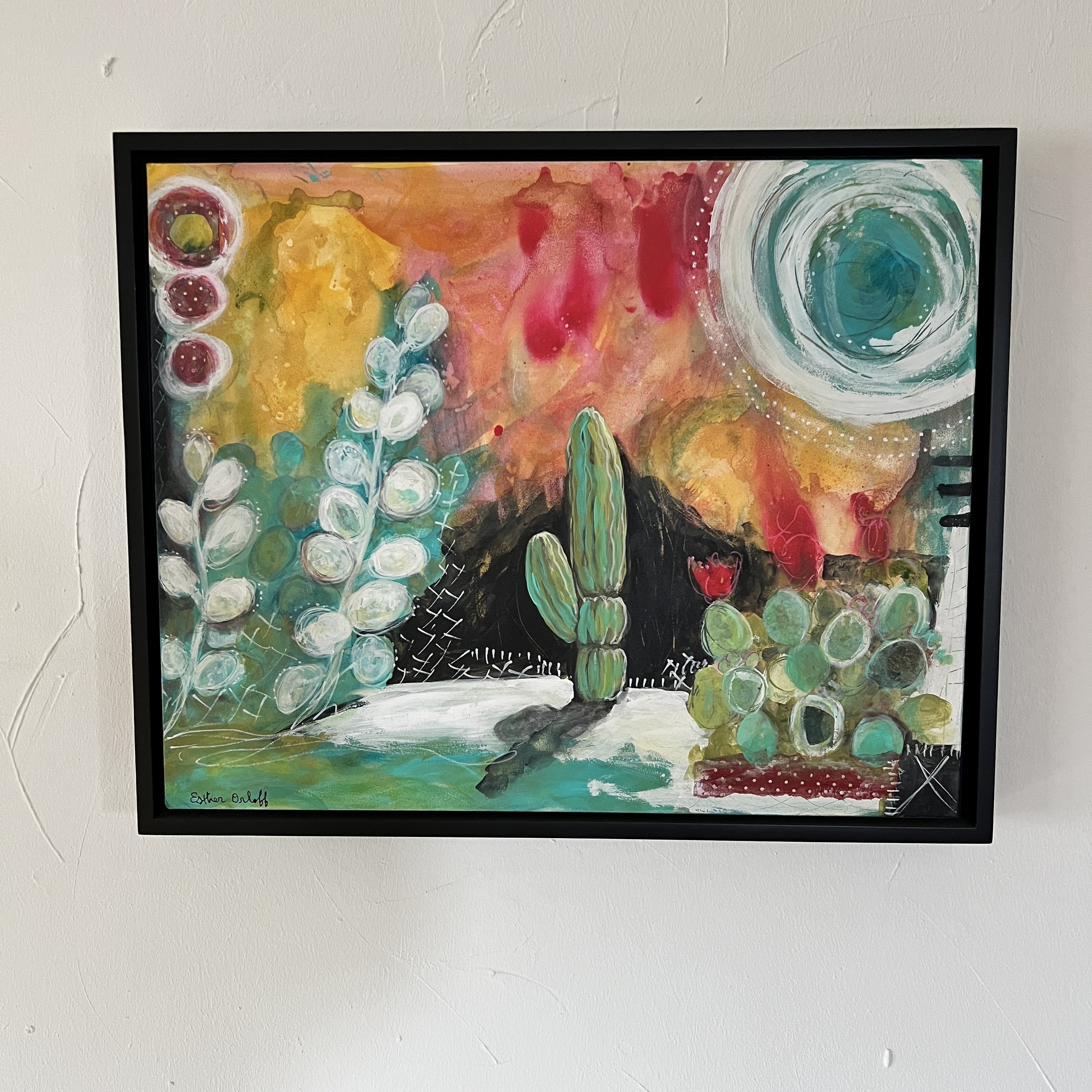 Original artwork by multi media artist Esther Orloff reflects our unique desert retreat