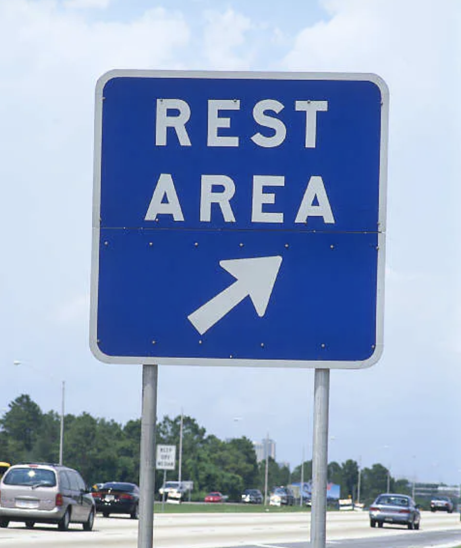 Rest area on road trip