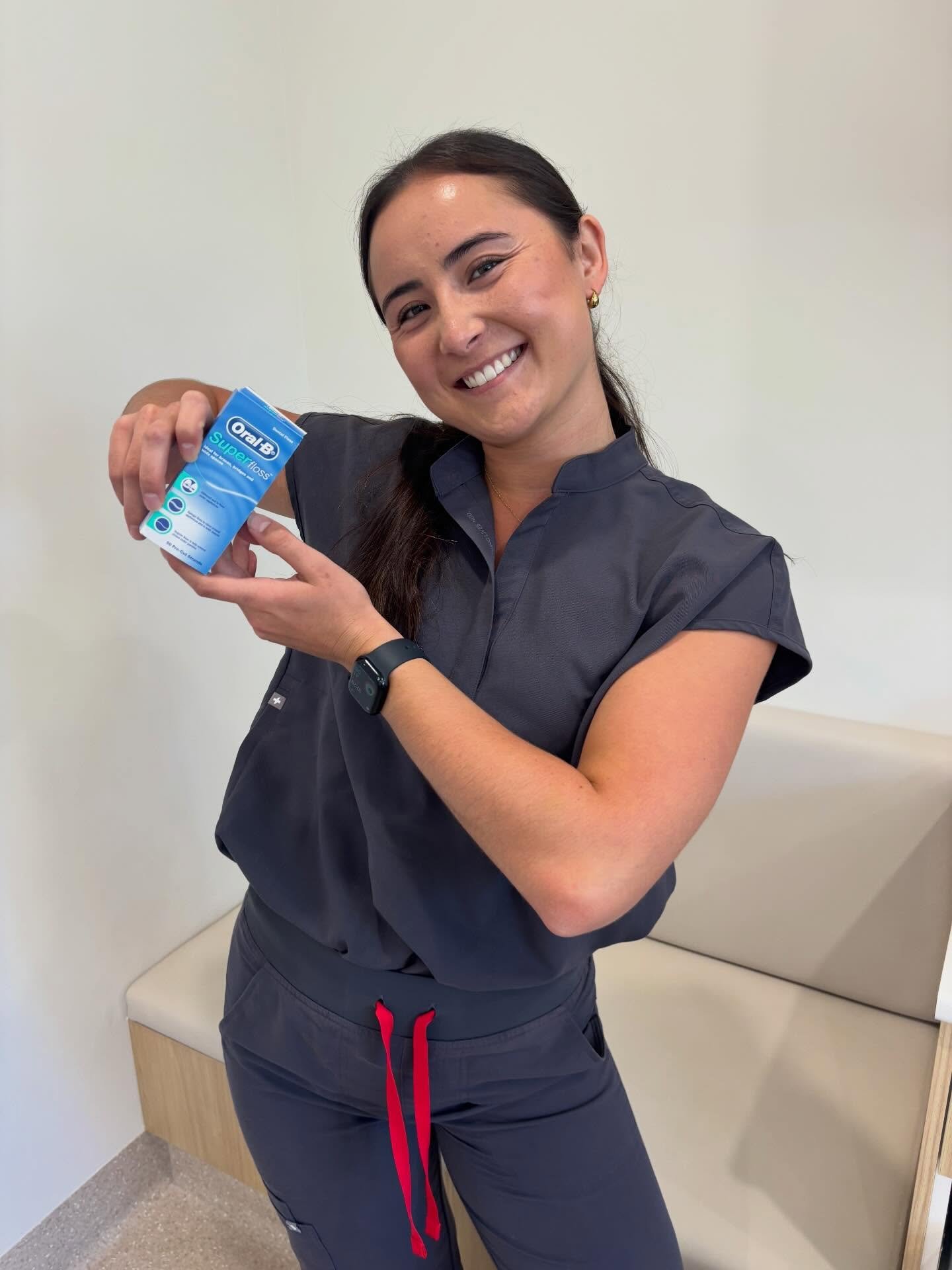 Anna loves her superfloss!

At TTS, we recommend Oral-B Super Floss because it gets into all those hard to reach spots regular floss misses. It&rsquo;s perfect for cleaning around braces, bridges and implants and helps reduce the risk of gingivitis a