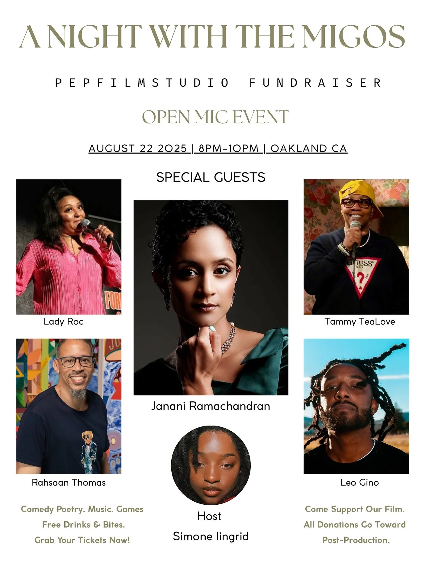 Click the link in the bio for tickets 🎟️ 

Big shout-out to our special guests @loe.gino @janani4oakland @therealtammytealove @ladyrocgocrazy @rahsaan_new_york_thomas 
.
. DM if you want to perform at our open mic 🎤 
.
.
#oakland #bayarea #sanfranc