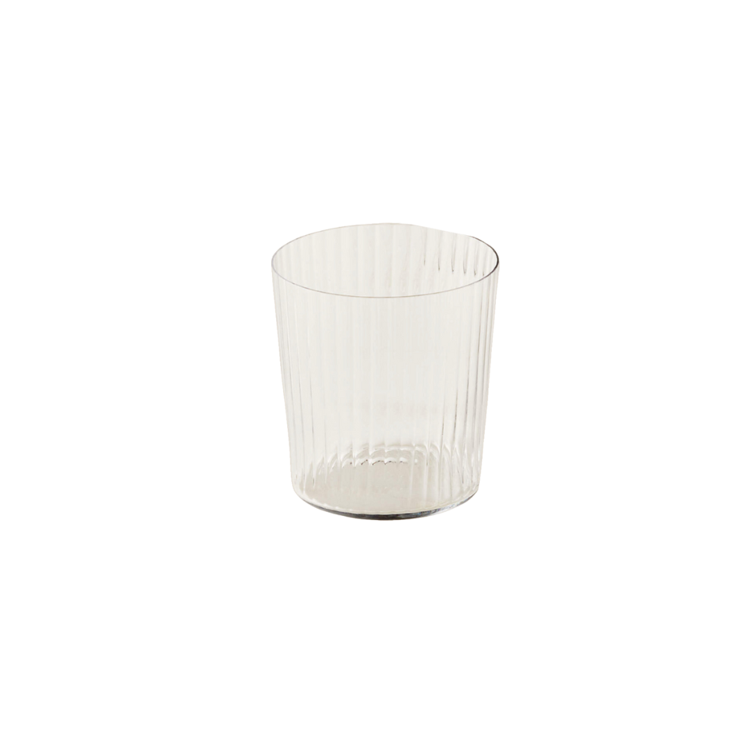 Clear ribbed glass cup