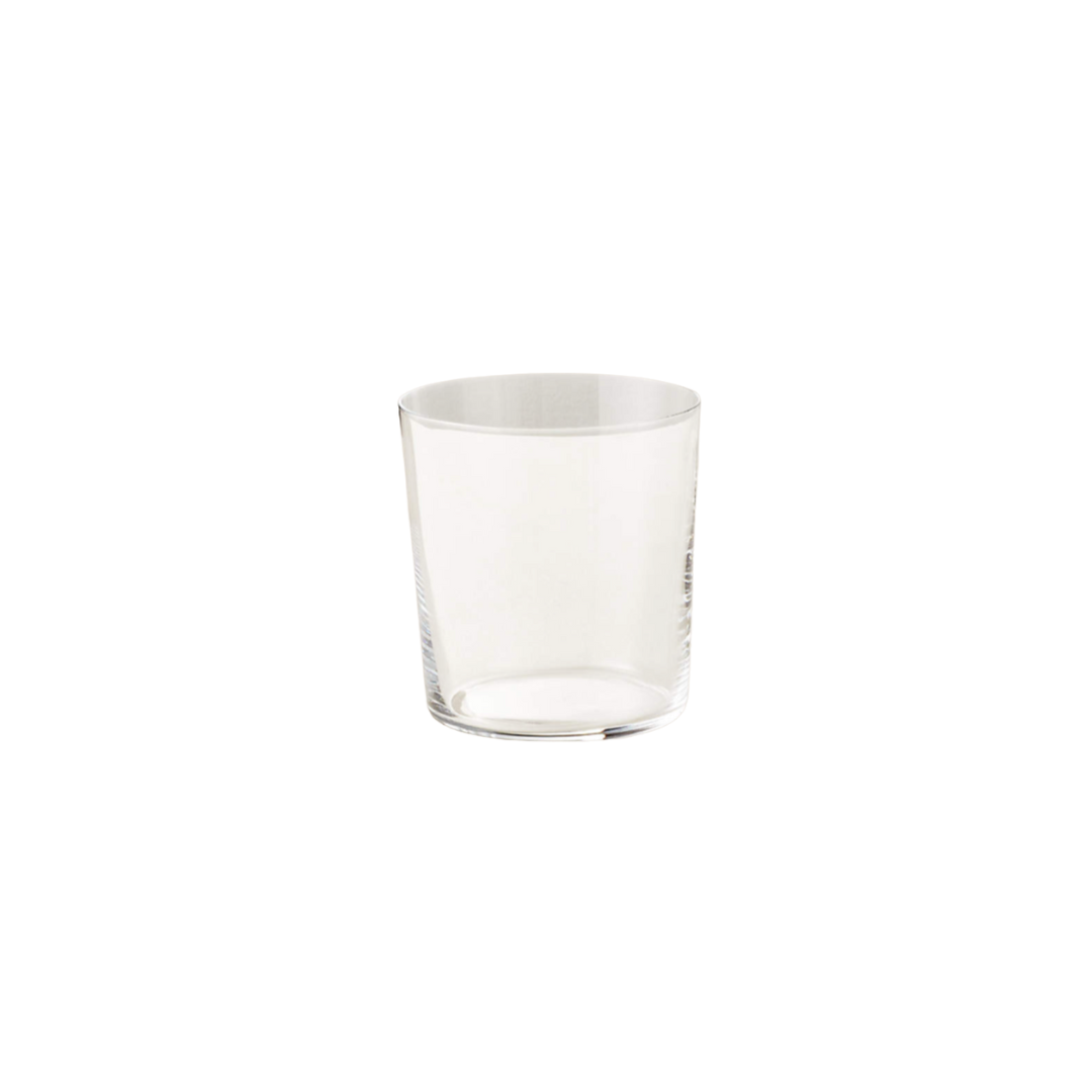 Clear empty glass cup on white background