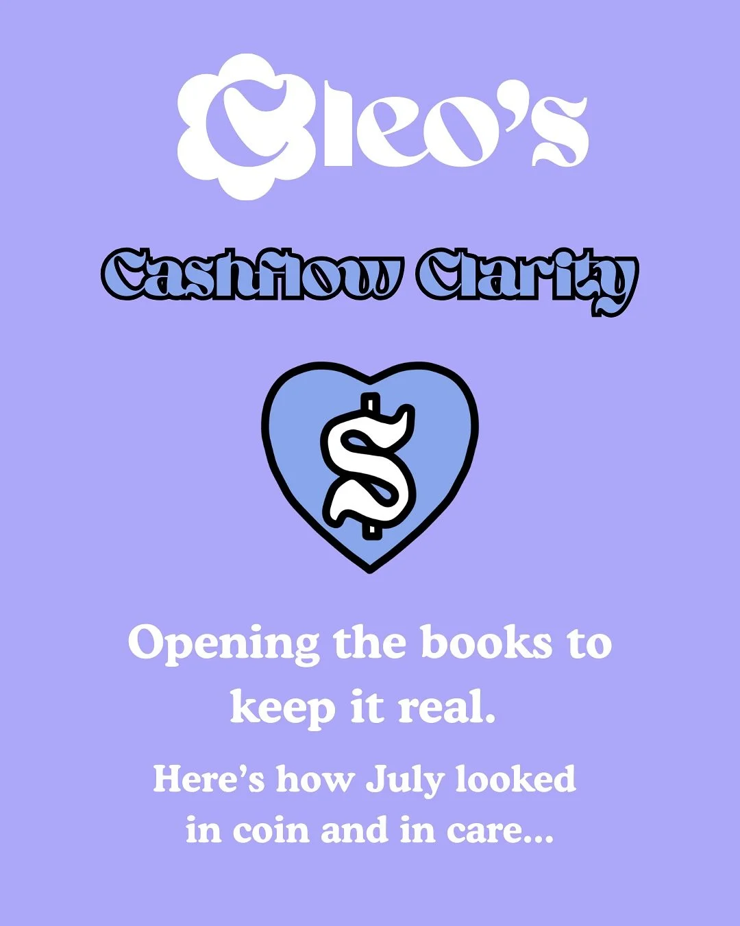 💸Cashflow Clarity💸
Opening the books to keep it real. 

Here&rsquo;s how July looked in coin and in care...
 
💰What came in:
Total Revenue: $1833
Number of Clients Seen: 17
Number of Comfort Sessions provided: 5

🧾What went out:
Overheads (Produc