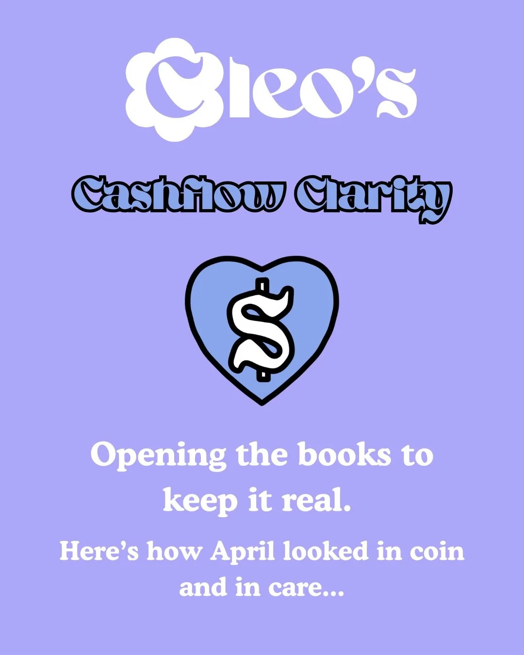 💸Cashflow Clarity💸
Opening the books to keep it real. 

Here&rsquo;s how April looked in coin and in care...
 
💰What came in:
Total Revenue: $2035
Number of Clients Seen: 14
Number of Comfort Sessions provided: 5

🧾What went out:
Overheads (Produ
