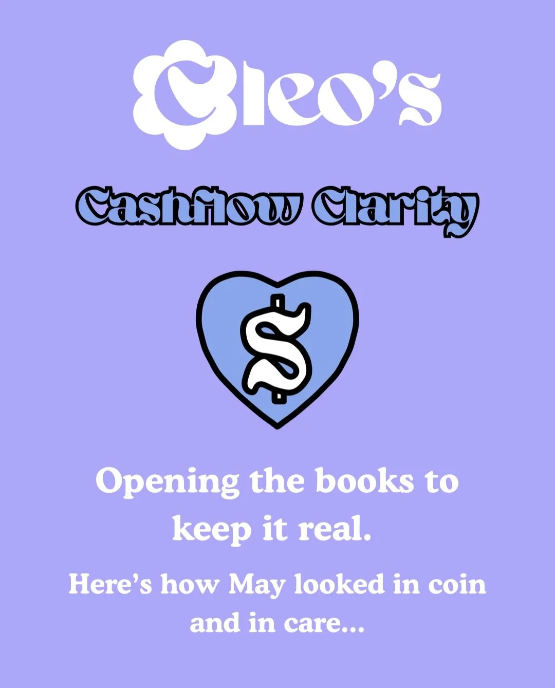 💸Cashflow Clarity💸
Opening the books to keep it real. 

Here&rsquo;s how May looked in coin and in care...
 
💰What came in:
Total Revenue: $5162
Number of Clients Seen: 28
Number of Comfort Sessions provided: 4

🧾What went out:
Overheads (Product