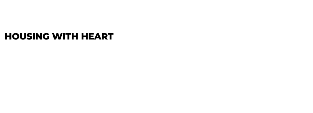 Logo of Housing with Heart Sunrise Foundation, featuring a heart with a house interior design and the text Housing with Heart, Sunrise Foundation.