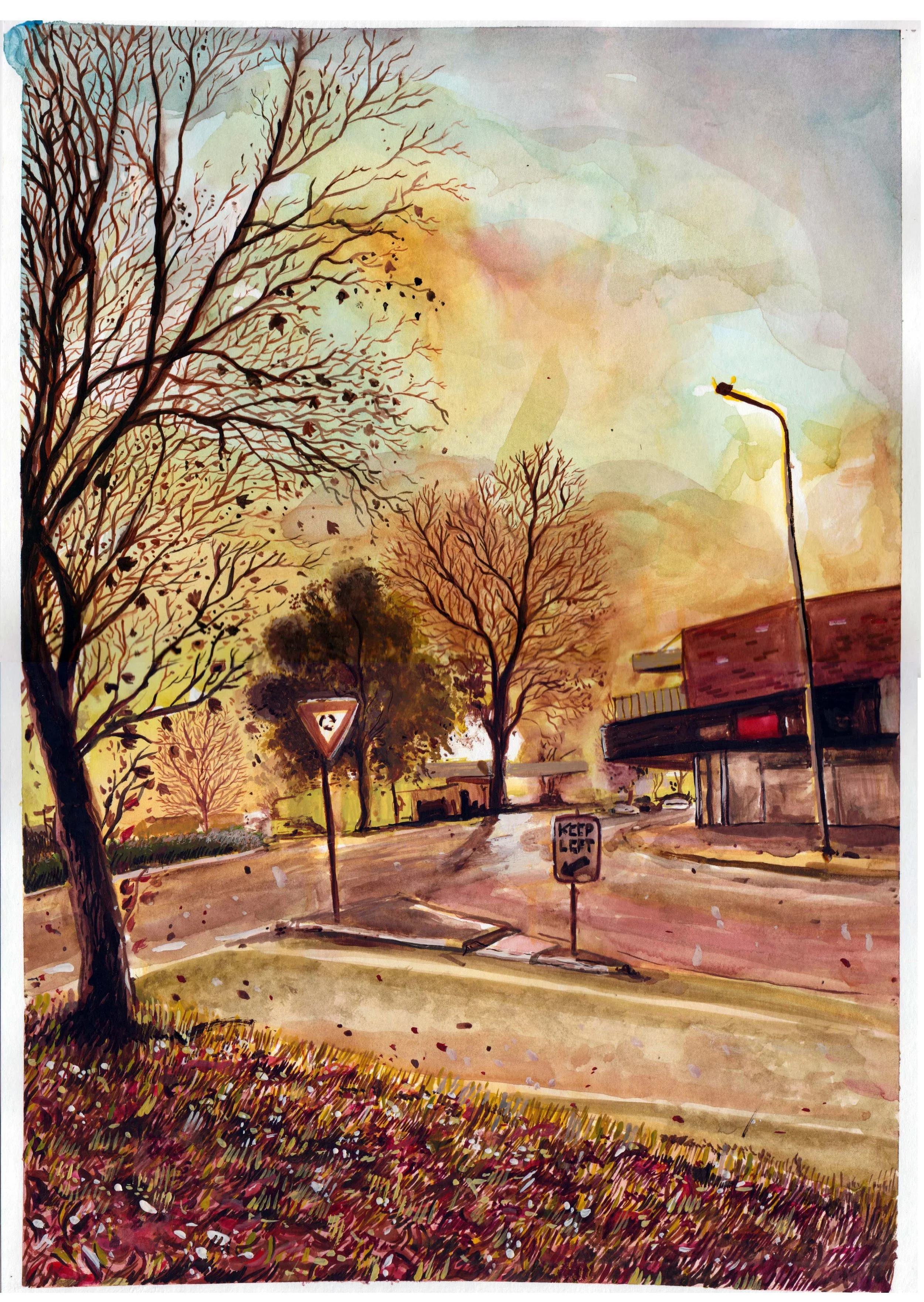 Griffith Winter Afternoon-
Watercolour on paper, 29.7x42cm, 2022