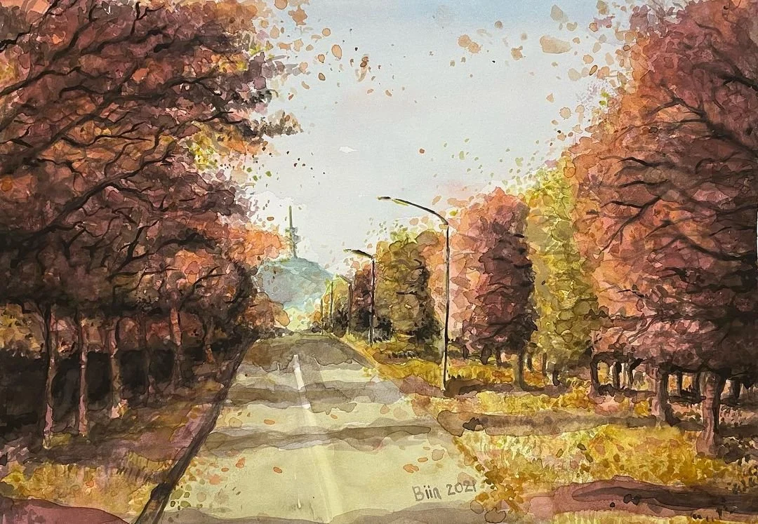 Canberra Autumn Afternoon-
Watercolour on paper, 42x29.7cm, 2021