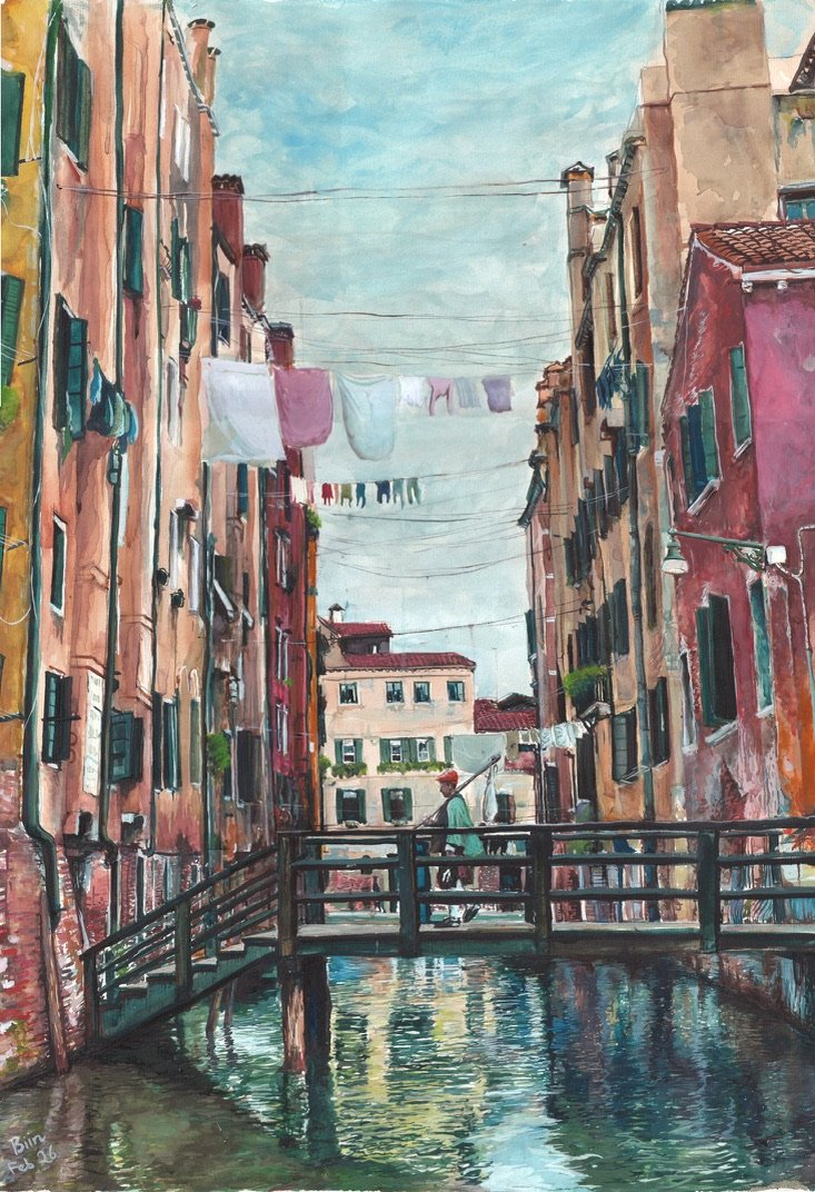 Venice-Beyond the crowd-
Watercolour on paper, 40x59cm, 2025-2026