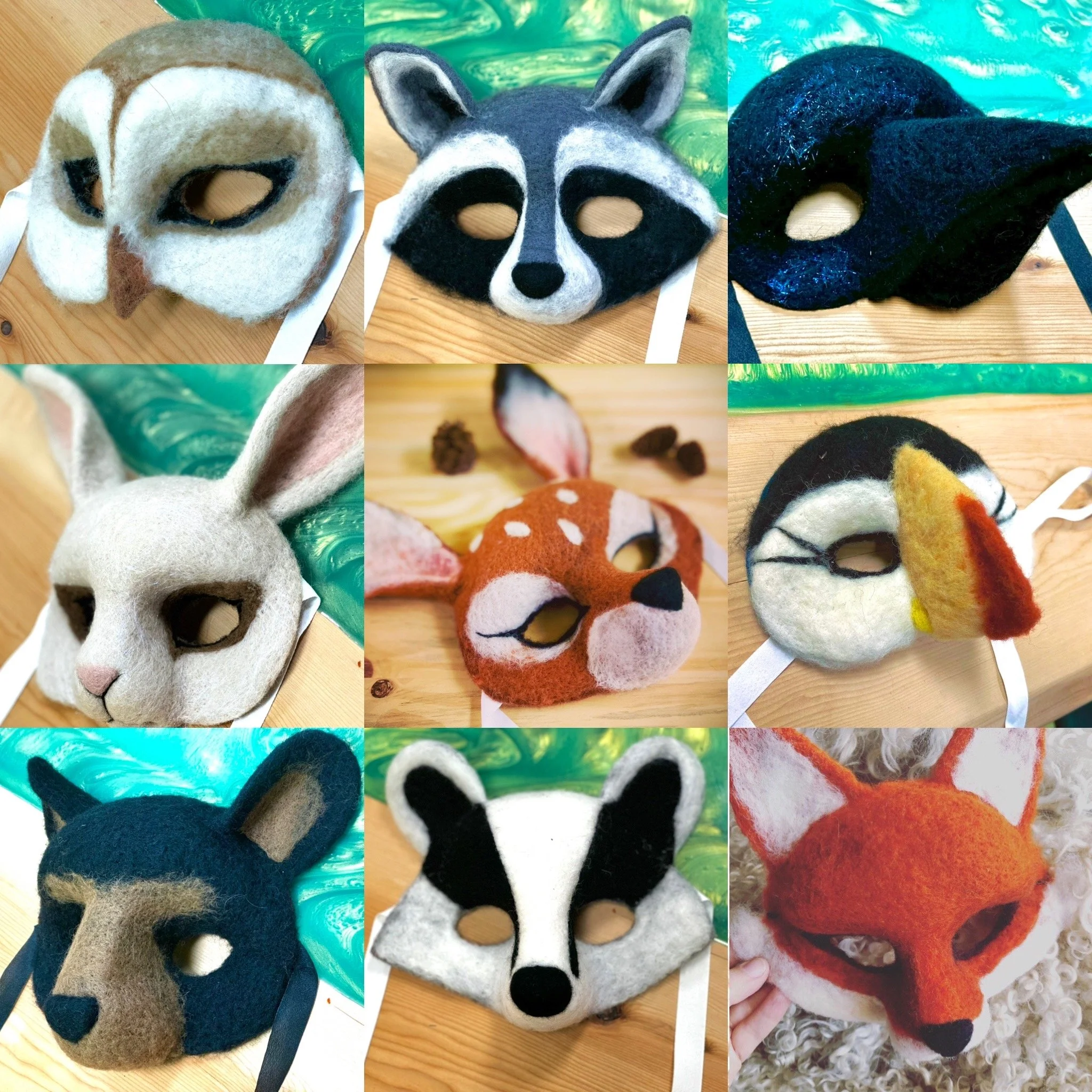 Needle Felted Animal Masks for Beignners