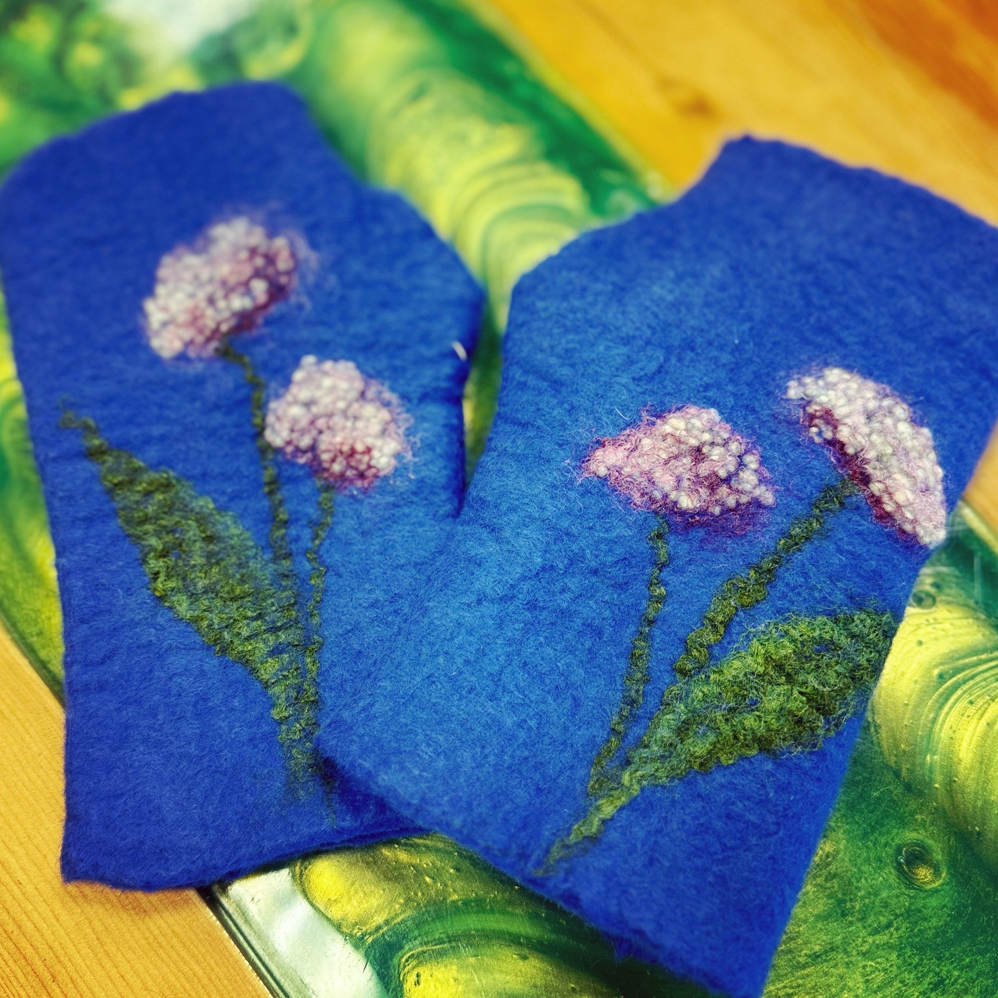 Wet Felted Super Soft Merino Wool Fingerless Gloves