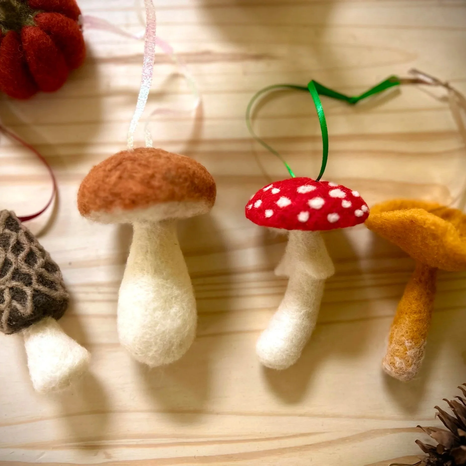 Needle Felted Mushroom Ornaments for Beginners