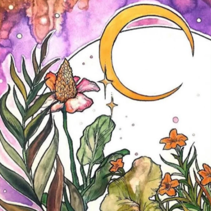 Watercolor Flora Flow with Jupiter Midnight Art