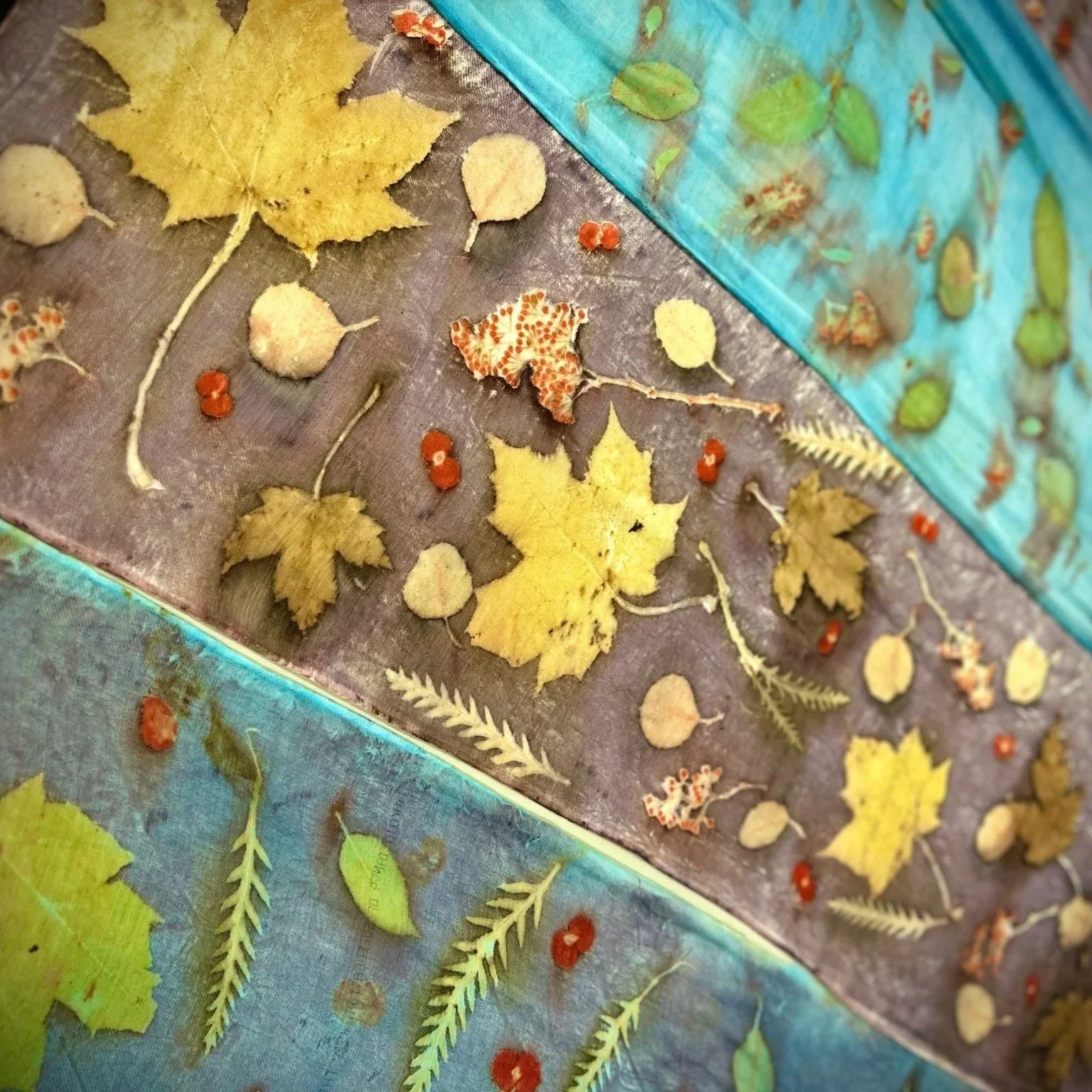 Eco Printing on Silk and Wool Scarves