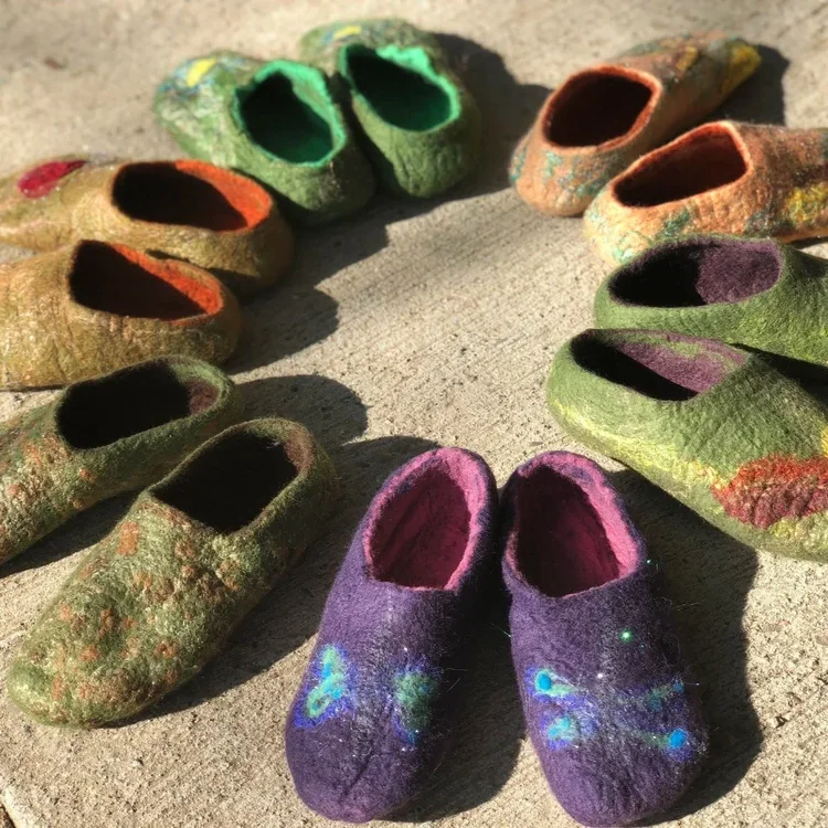 Wet Felted Super Soft Custom Fit Merino Wool Slippers for Beginners