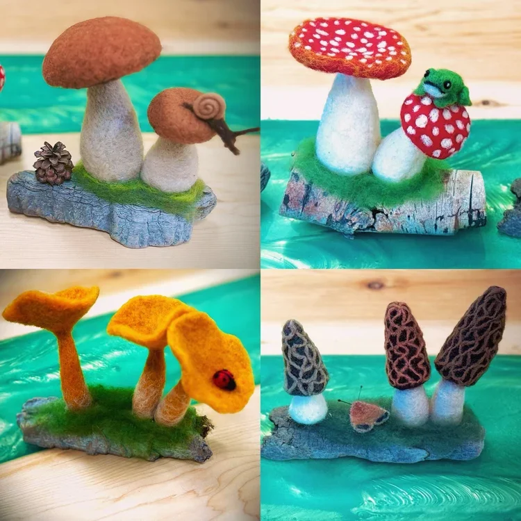  Needle Felted Mushrooms for Beginners